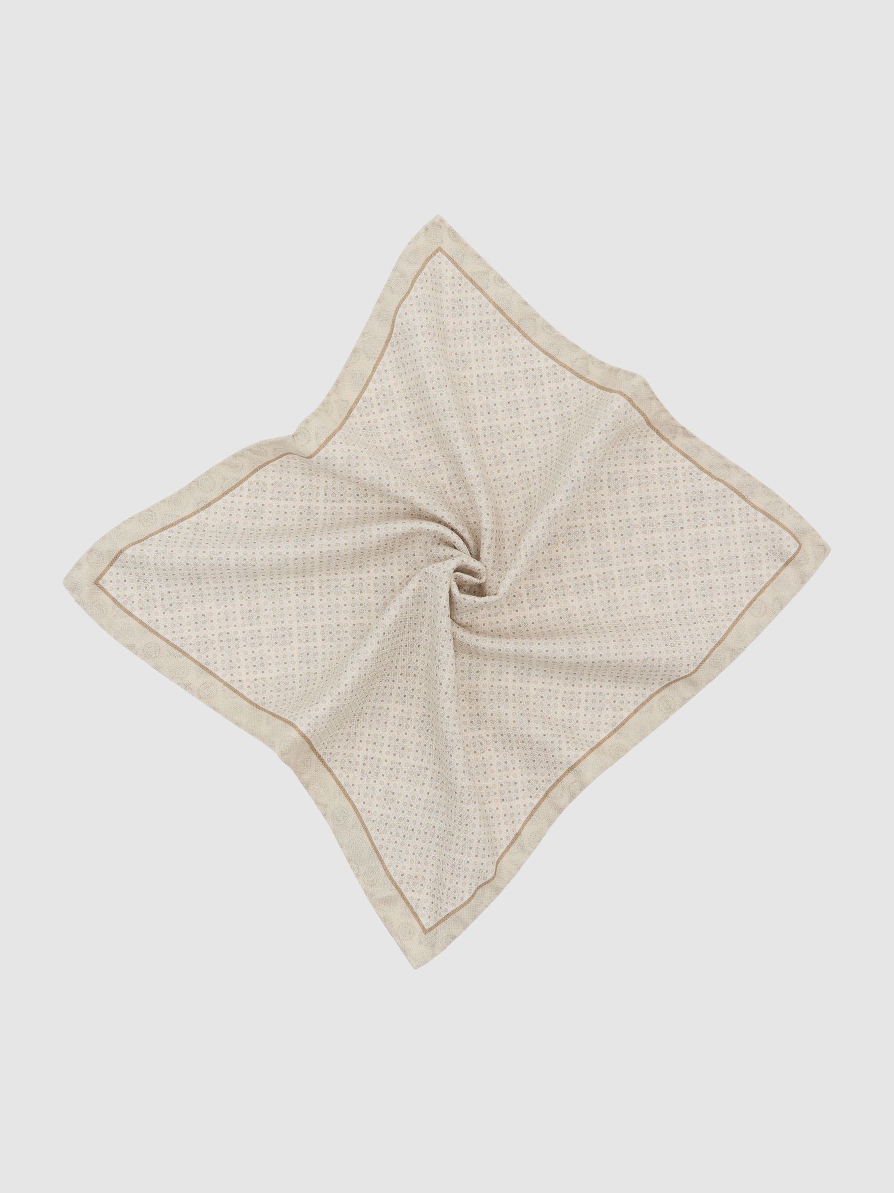 Silk Micro Spot-Print Pocket Square in Ecru - Image 2 of 4