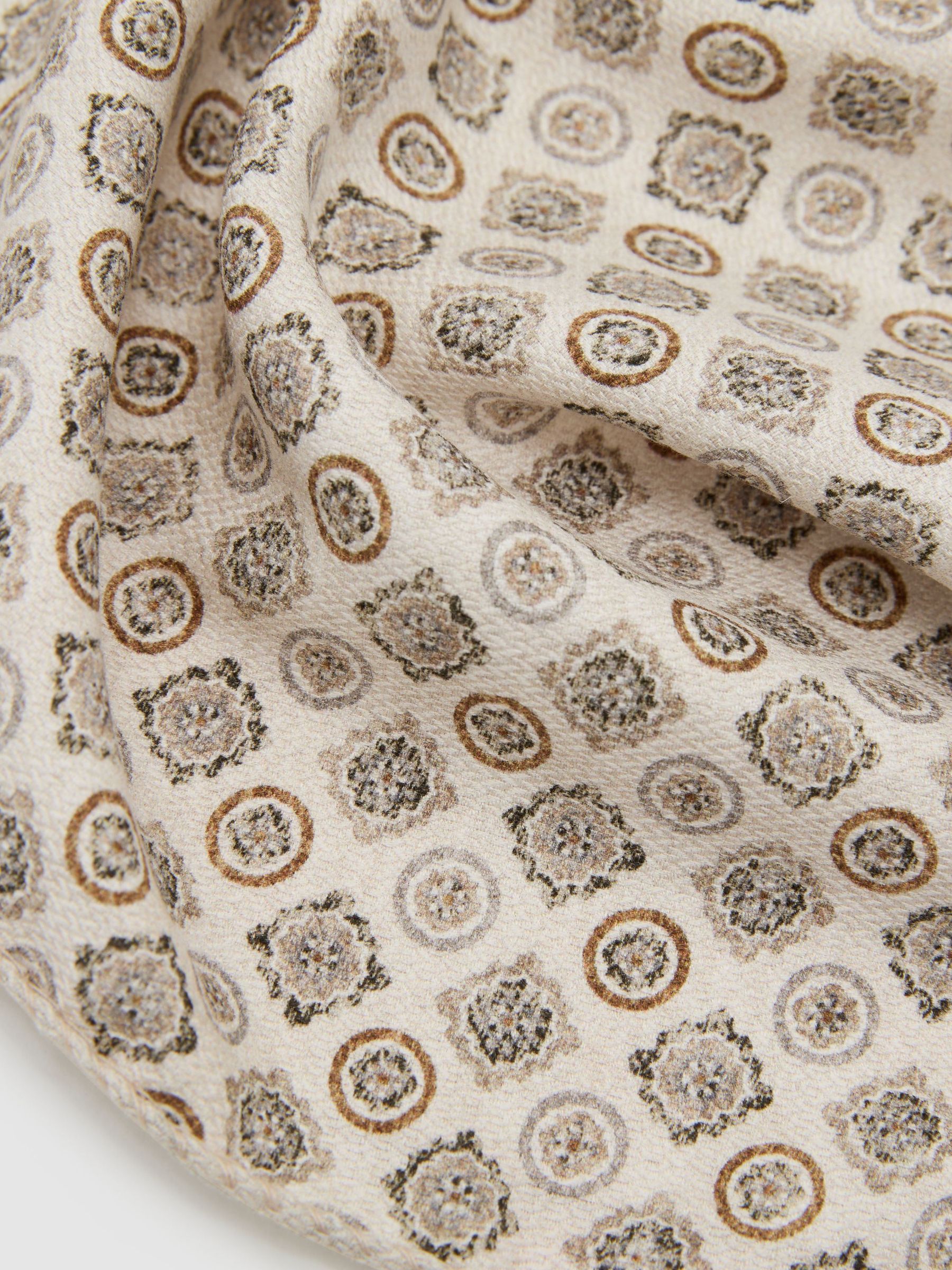 Silk Micro Spot-Print Pocket Square in Ecru - Image 4 of 4