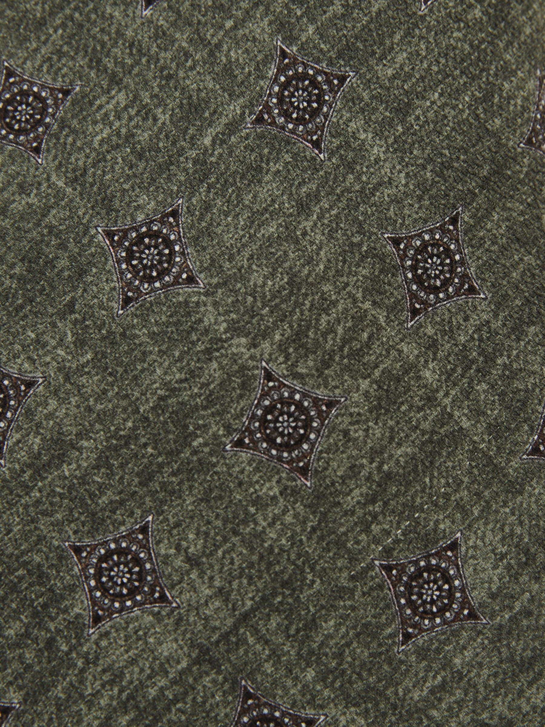 Silk Diamond Medallion-Print Tie in Dark Sage Green - Image 5 of 5