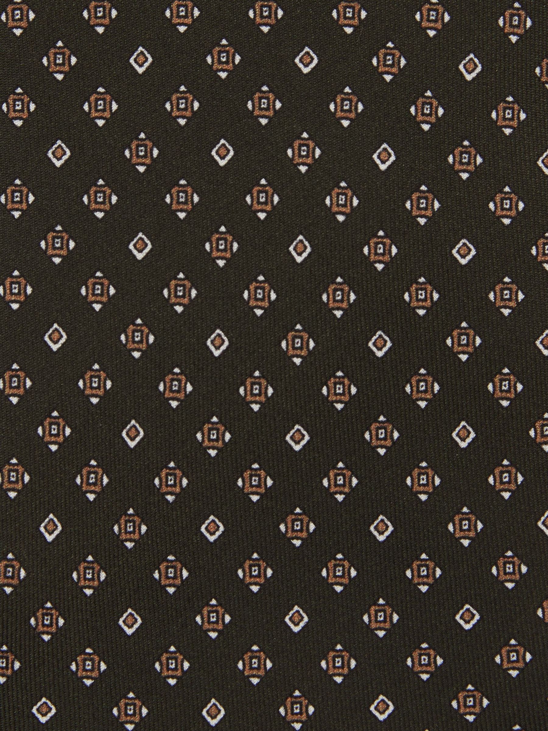 Silk Twill Micro Diamond-Print Tie in Khaki Green - Image 6 of 6