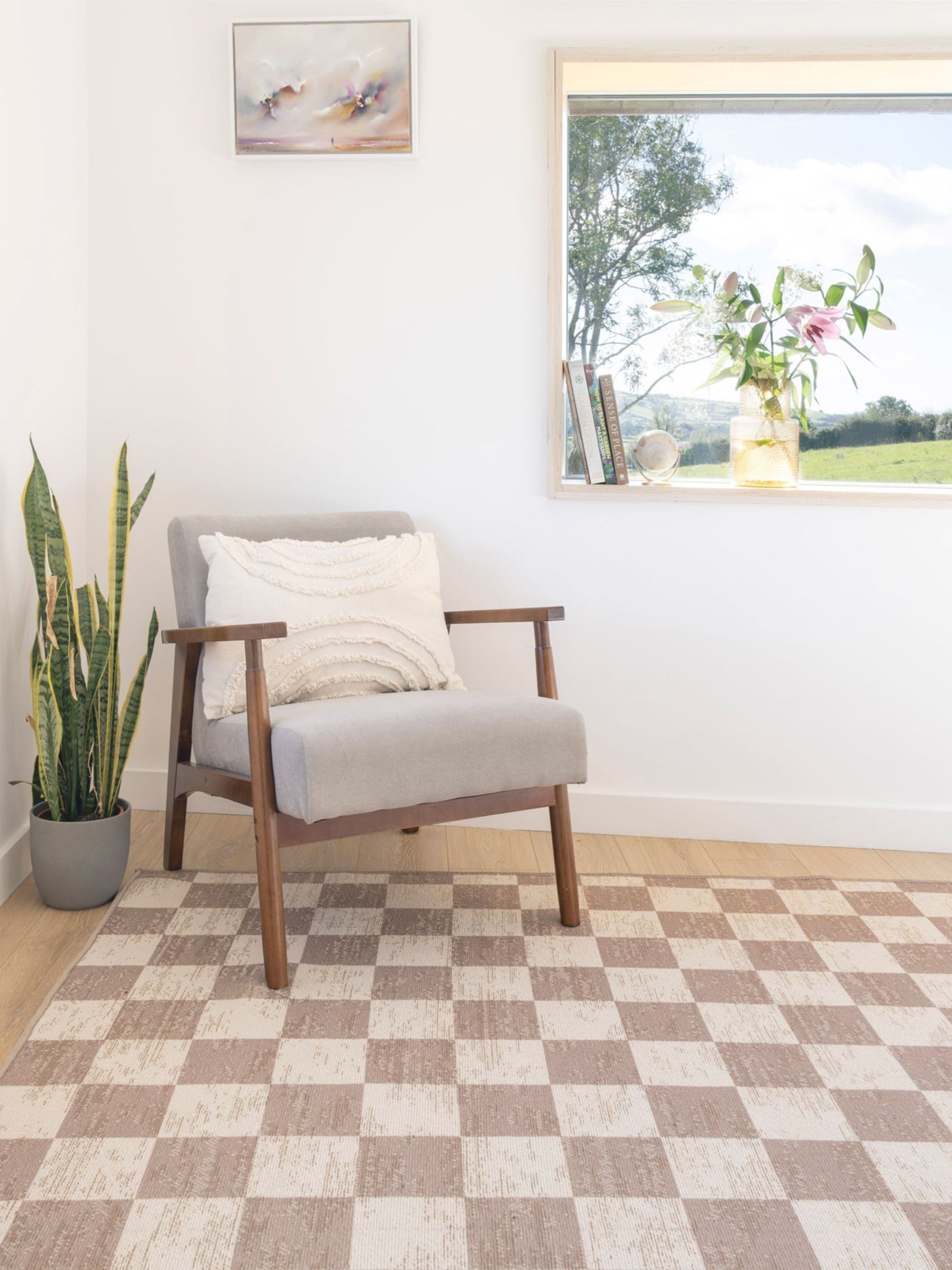 kukoon Beige Washable Noa Checkerboard Jute Rug - Image 2 of 6