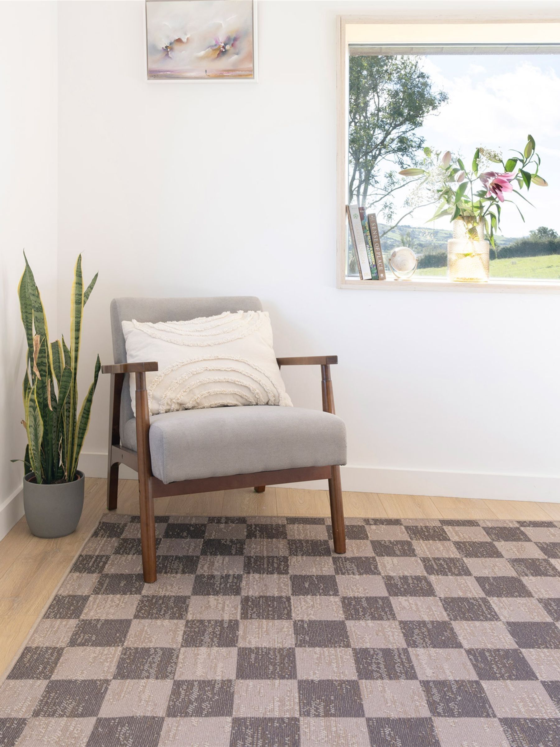 kukoon Brown Washable Juno Checkerboard Jute Style Rug - Image 2 of 6
