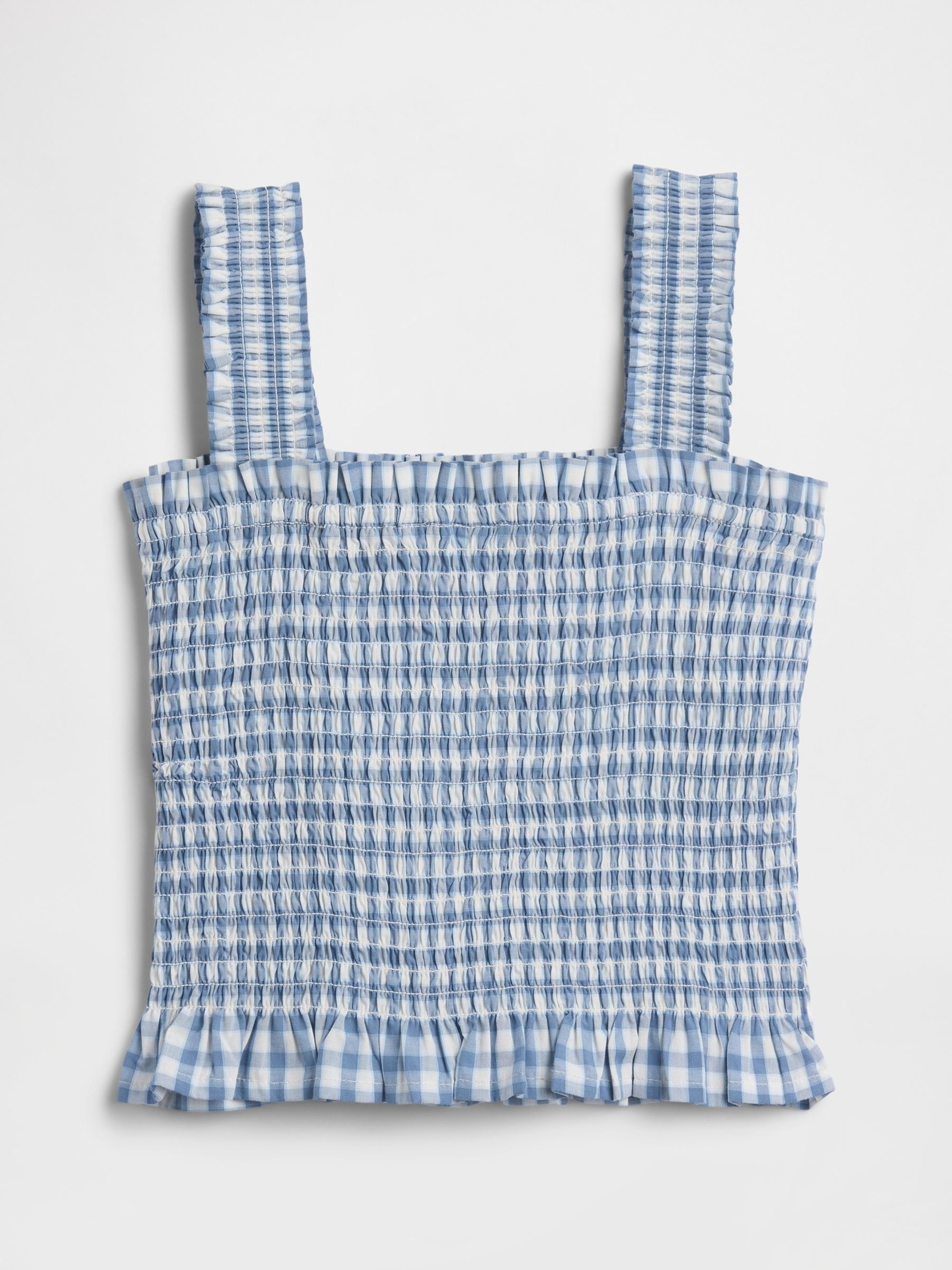 Blue Gingham Smocked Peplum Top - Image 1 of 3