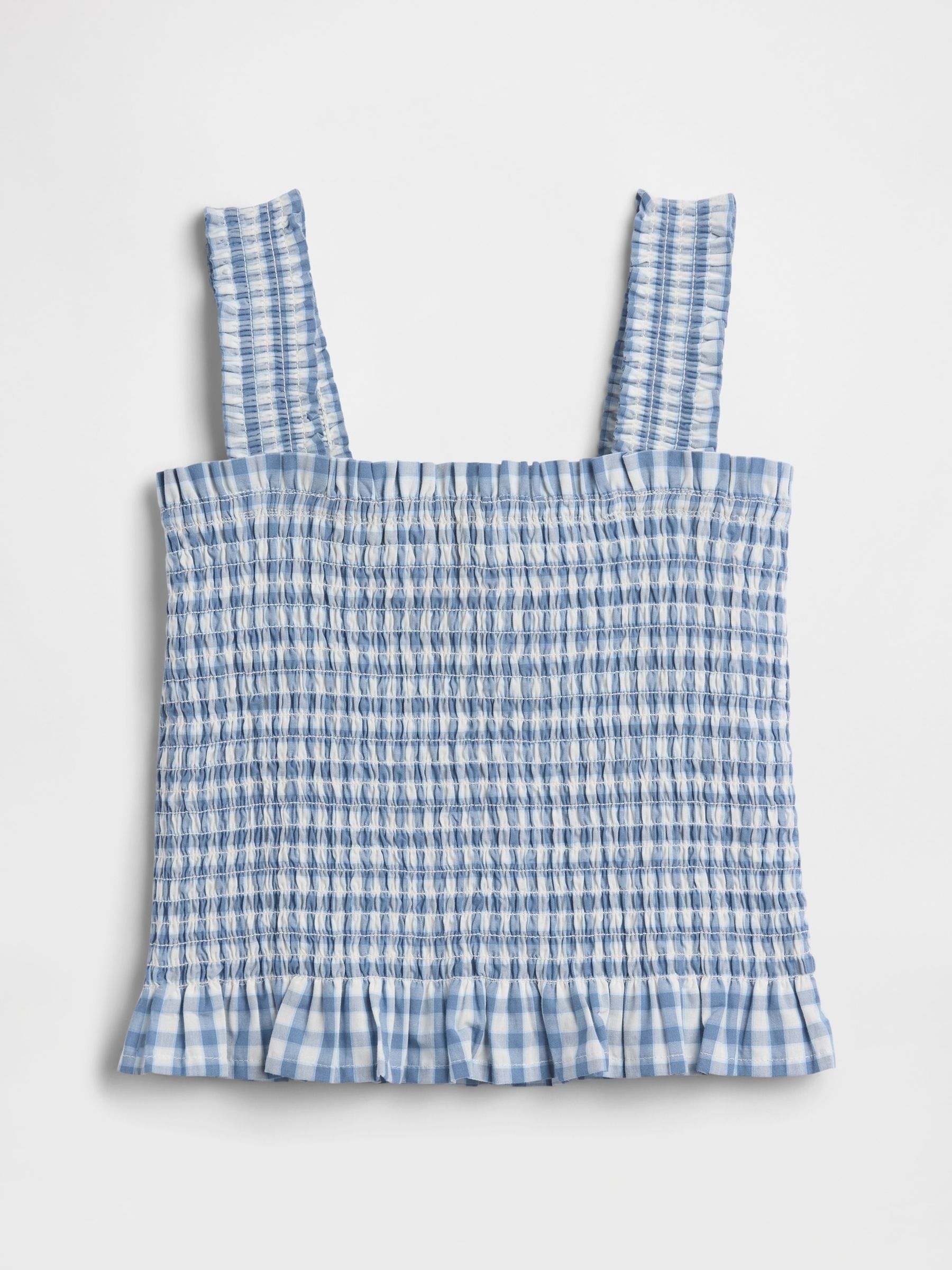 Blue Gingham Smocked Peplum Top - Image 2 of 3