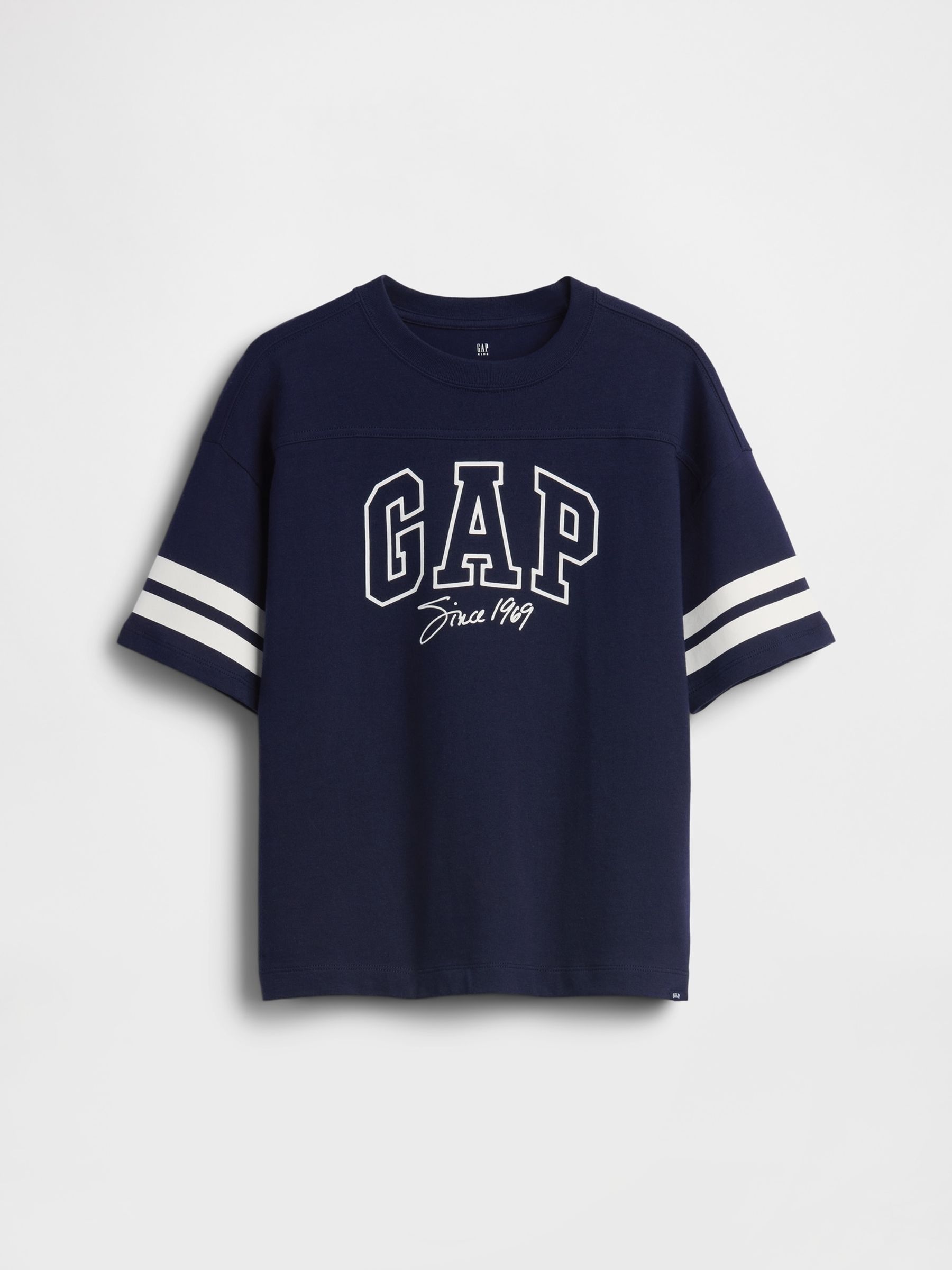 Navy Oversized Logo Seam Short Sleeve T-Shirt - Image 1 of 3
