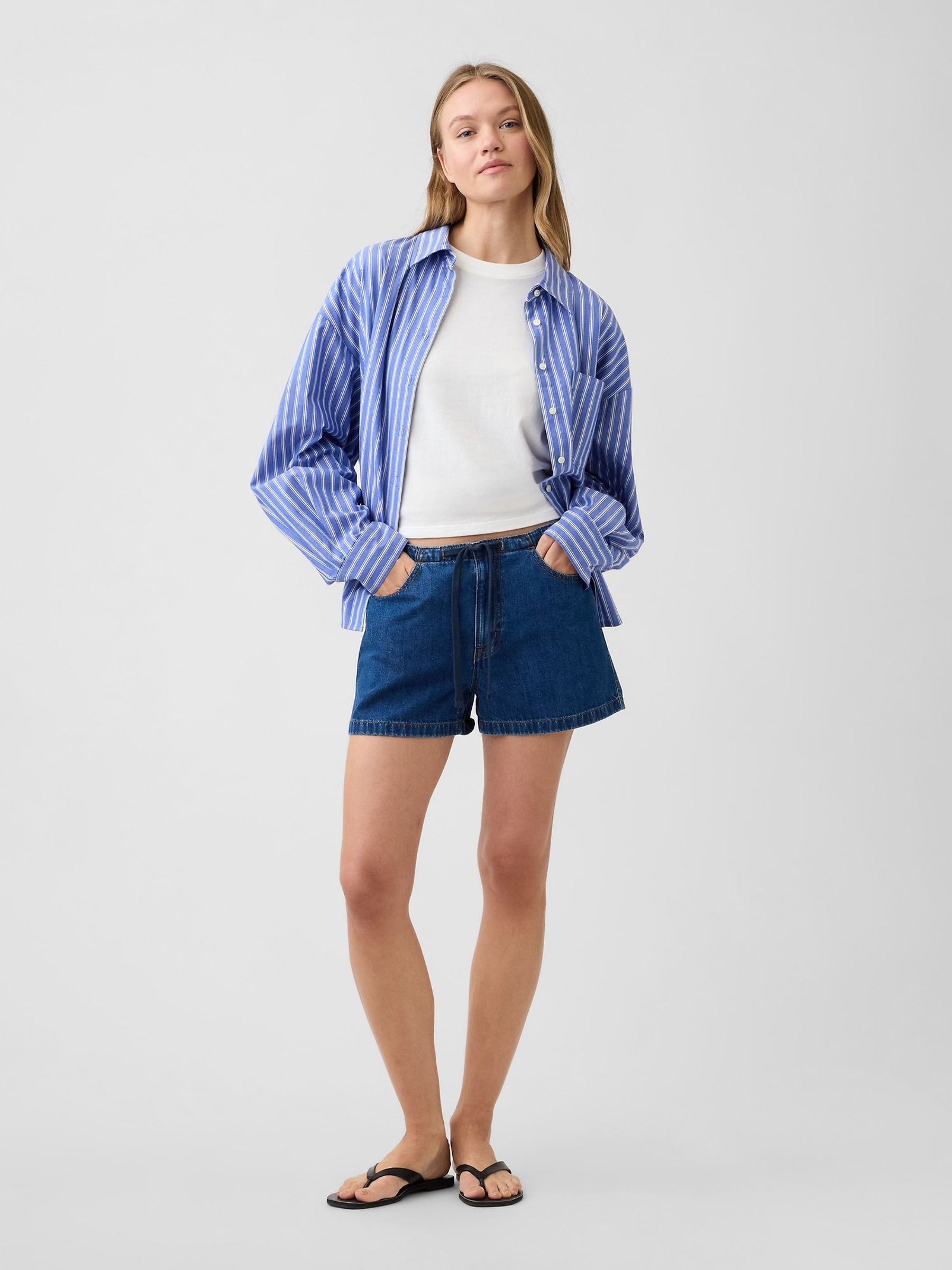 Dark Wash 2.5 inch Track Shorts - Image 3 of 6