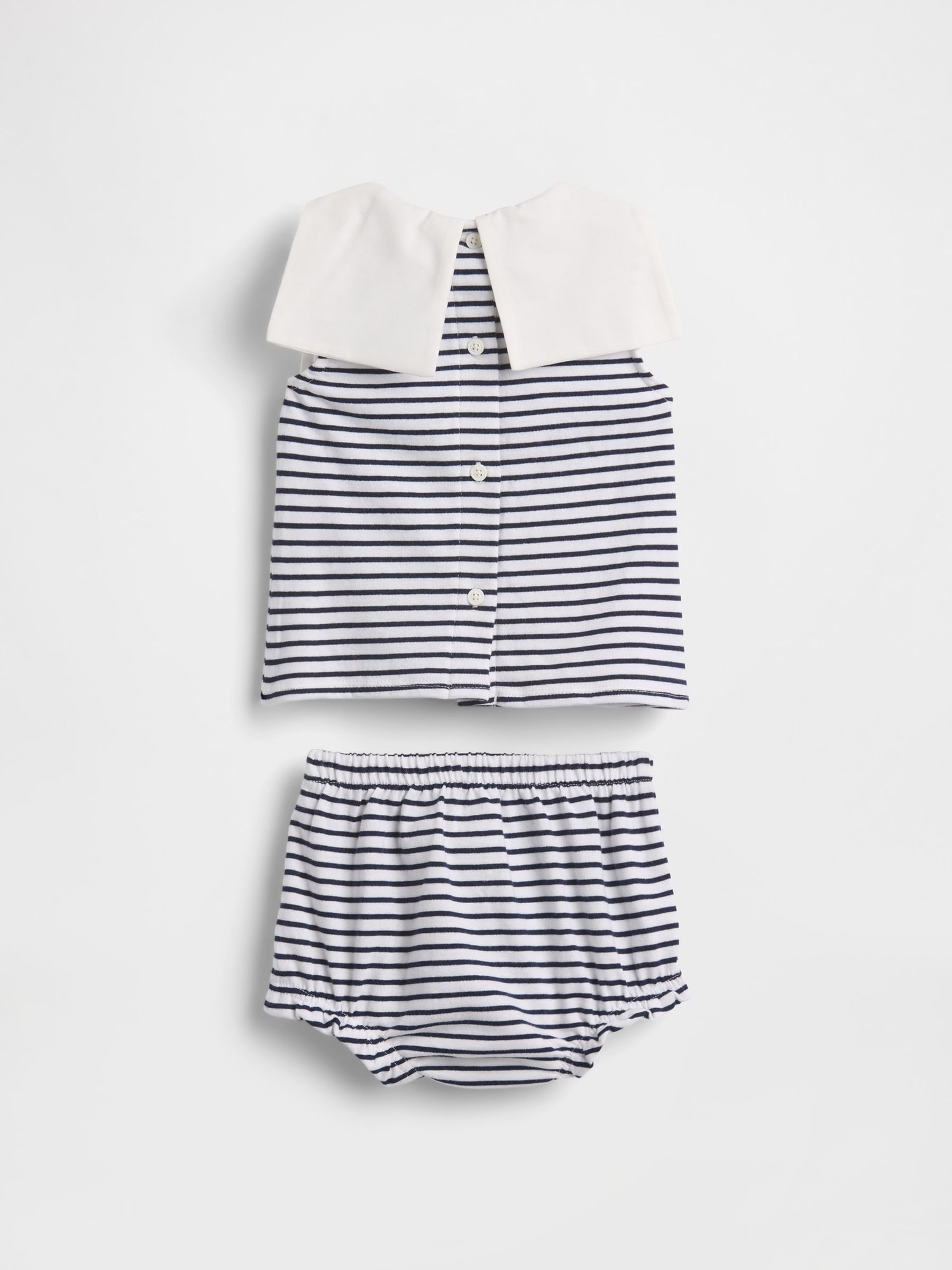 Navy Stripe Cotton Sailor Outfit Set - Image 2 of 2