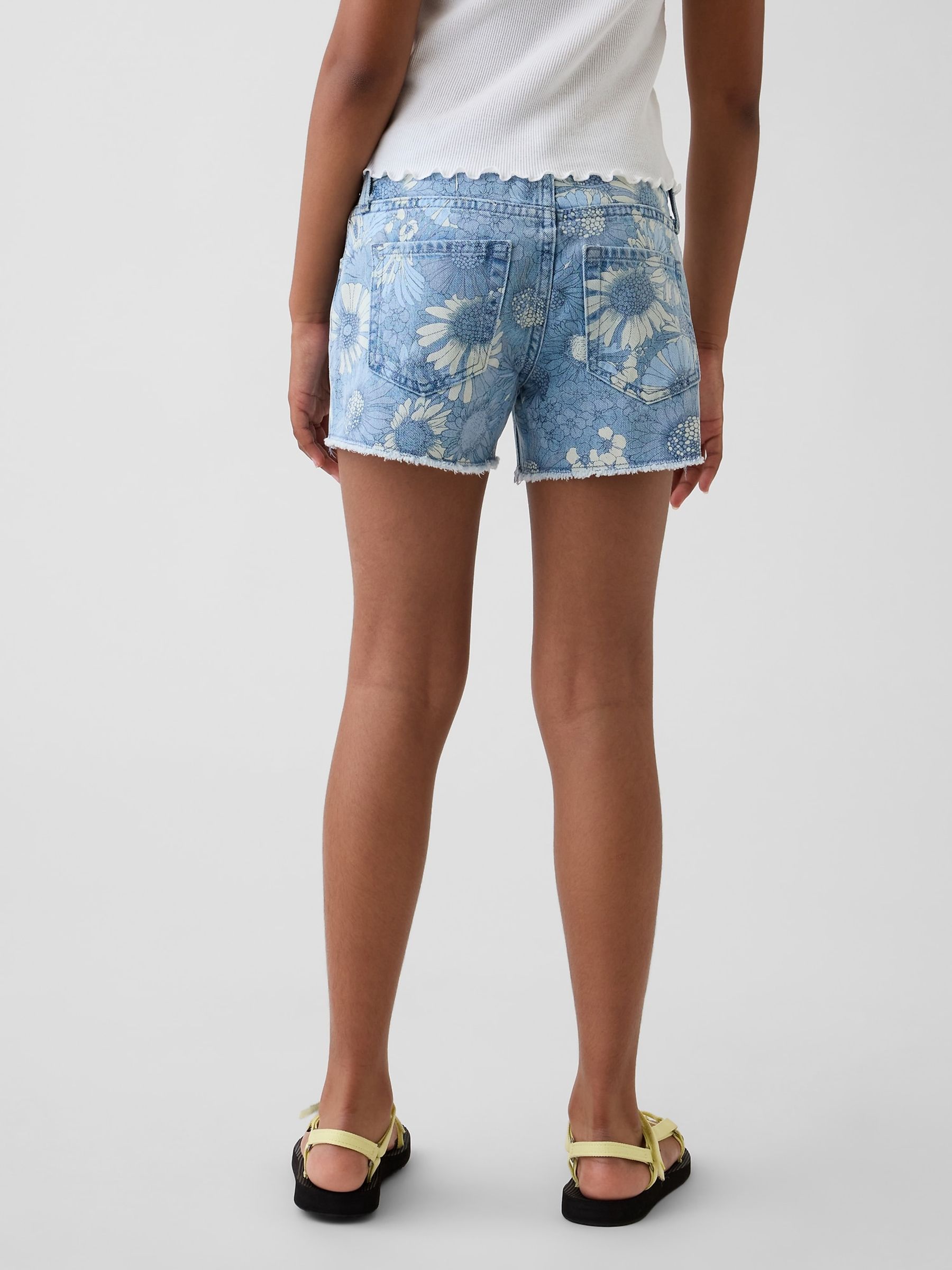 Medium Wash Low Rise Stride Embroidered Lemon Denim Shorts - Image 2 of 6