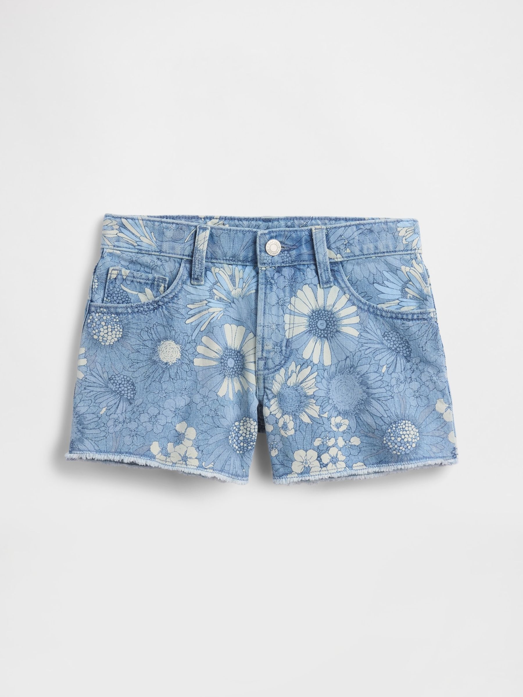 Medium Wash Low Rise Stride Embroidered Lemon Denim Shorts - Image 4 of 6