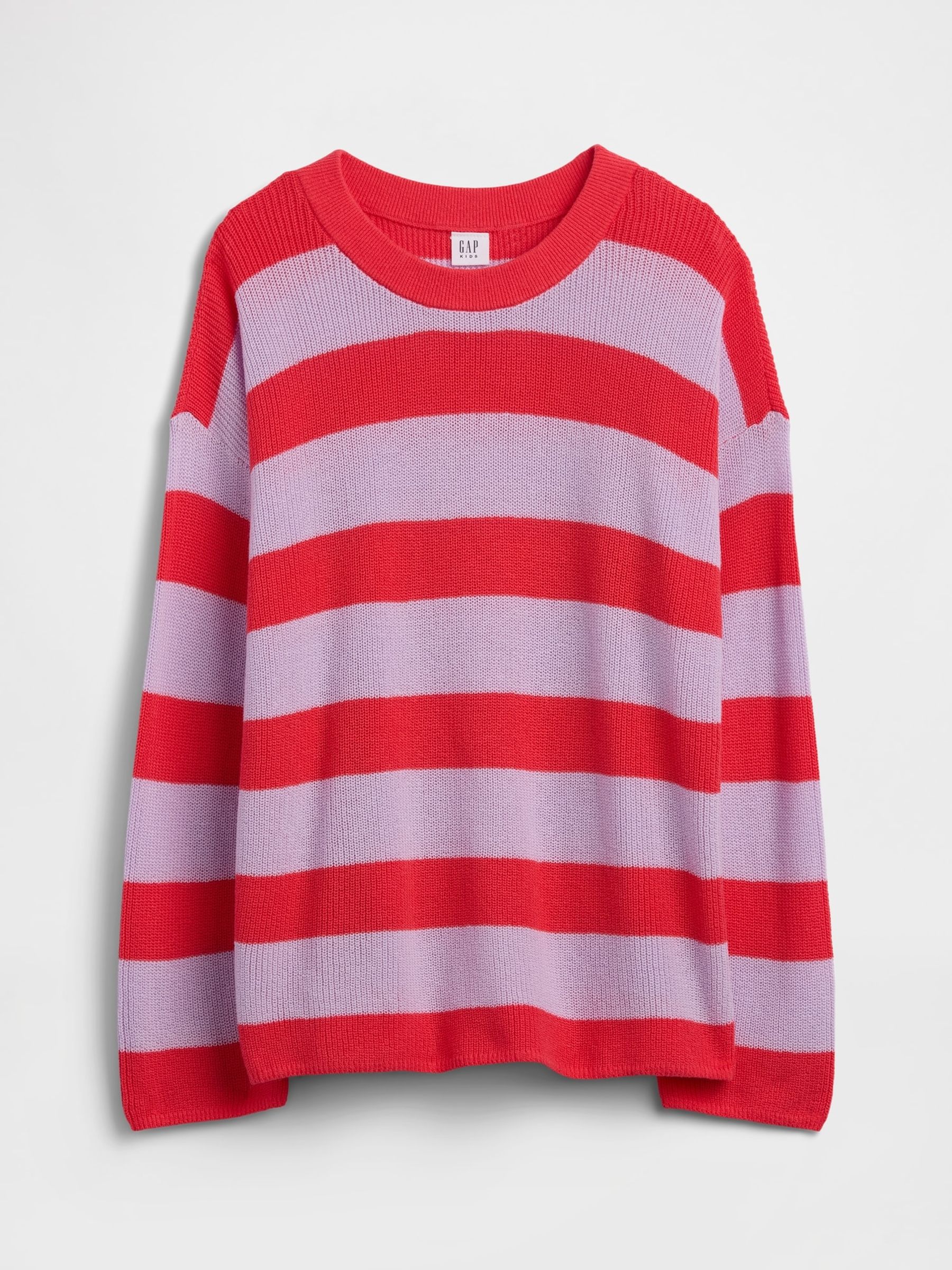 Purple/Red Oversized Stripe Crew neck Jumper - Image 1 of 3