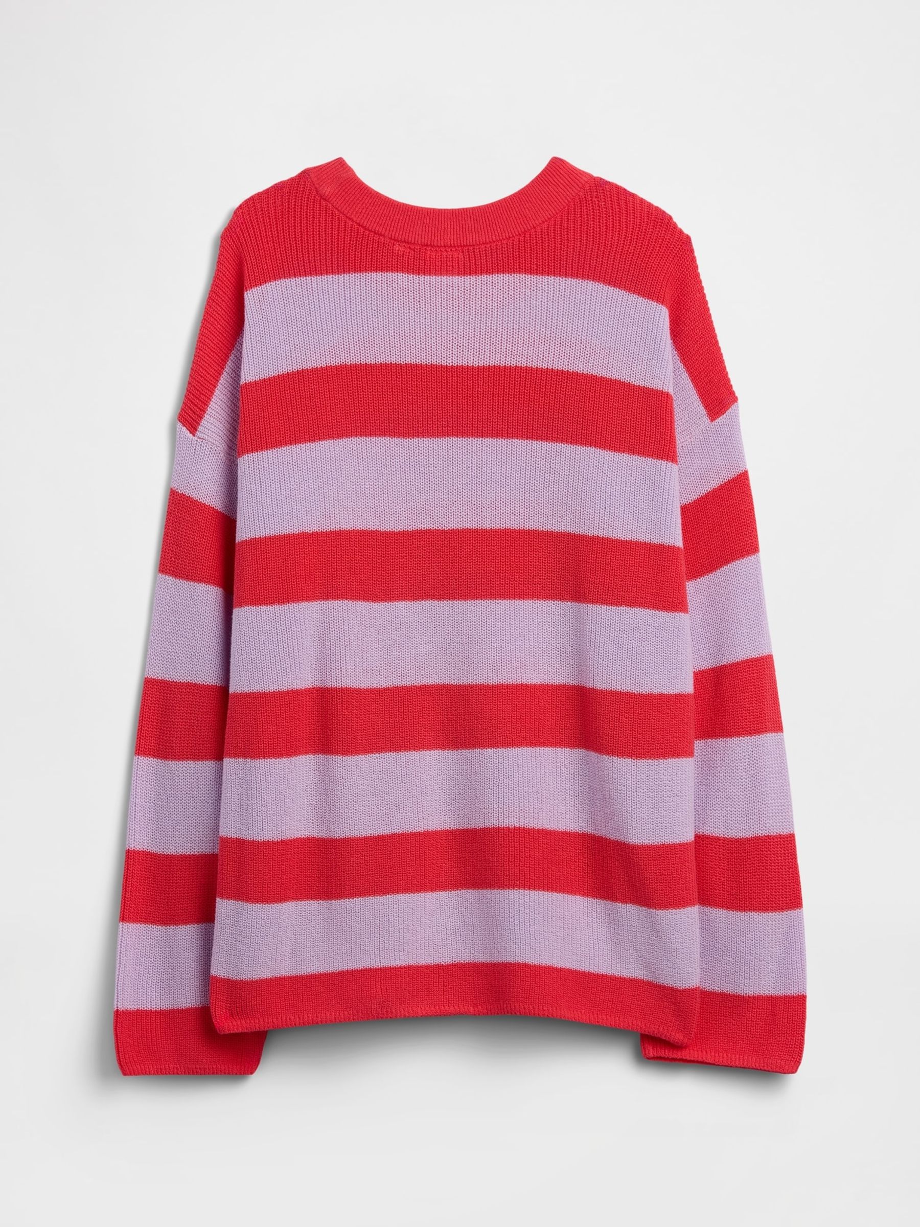 Purple/Red Oversized Stripe Crew neck Jumper - Image 2 of 3