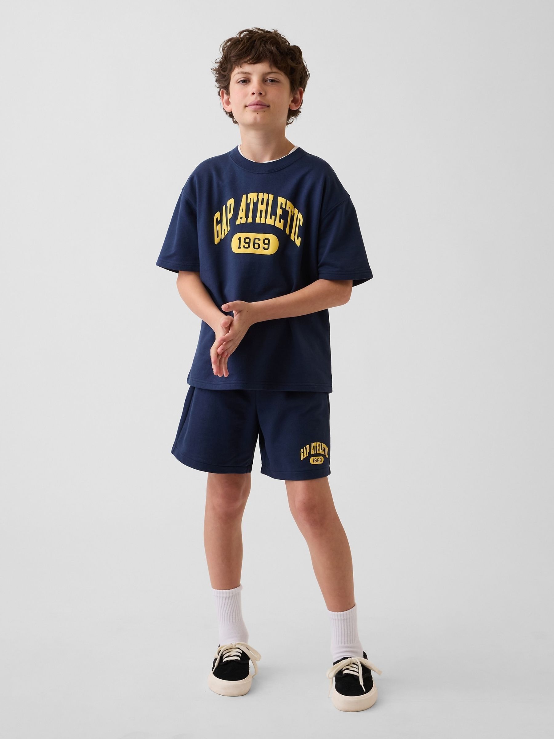 Navy Relaxed Pull On French Terry Shorts - Image 1 of 3 Navy Relaxed Pull On French Terry Shorts - Image 1 of 3