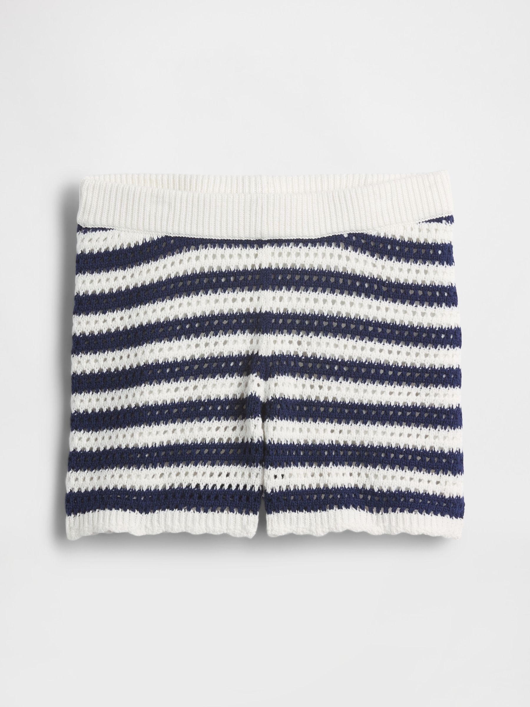 Blue/White Crochet Stripe Easy Shorts - Image 5 of 5
