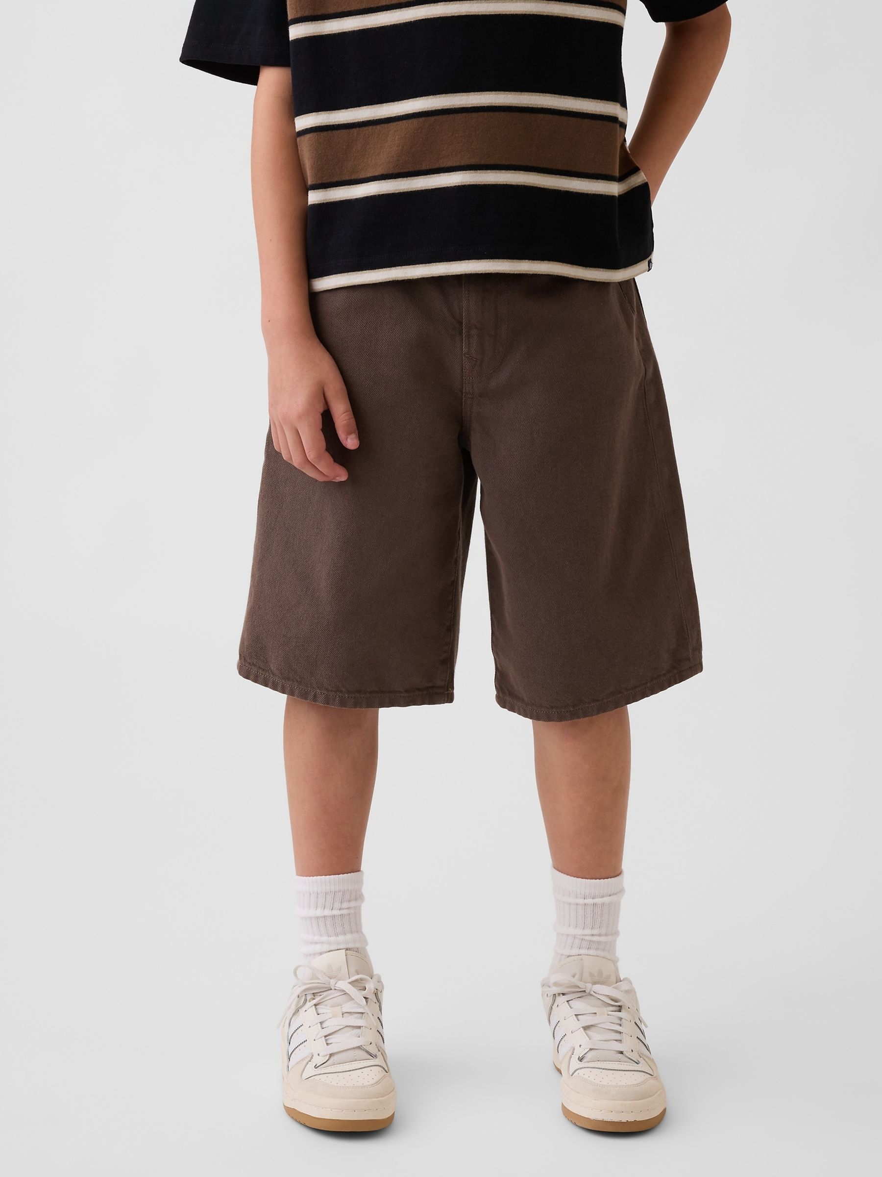 Brown Baggy Denim Jorts Shorts - Image 1 of 5