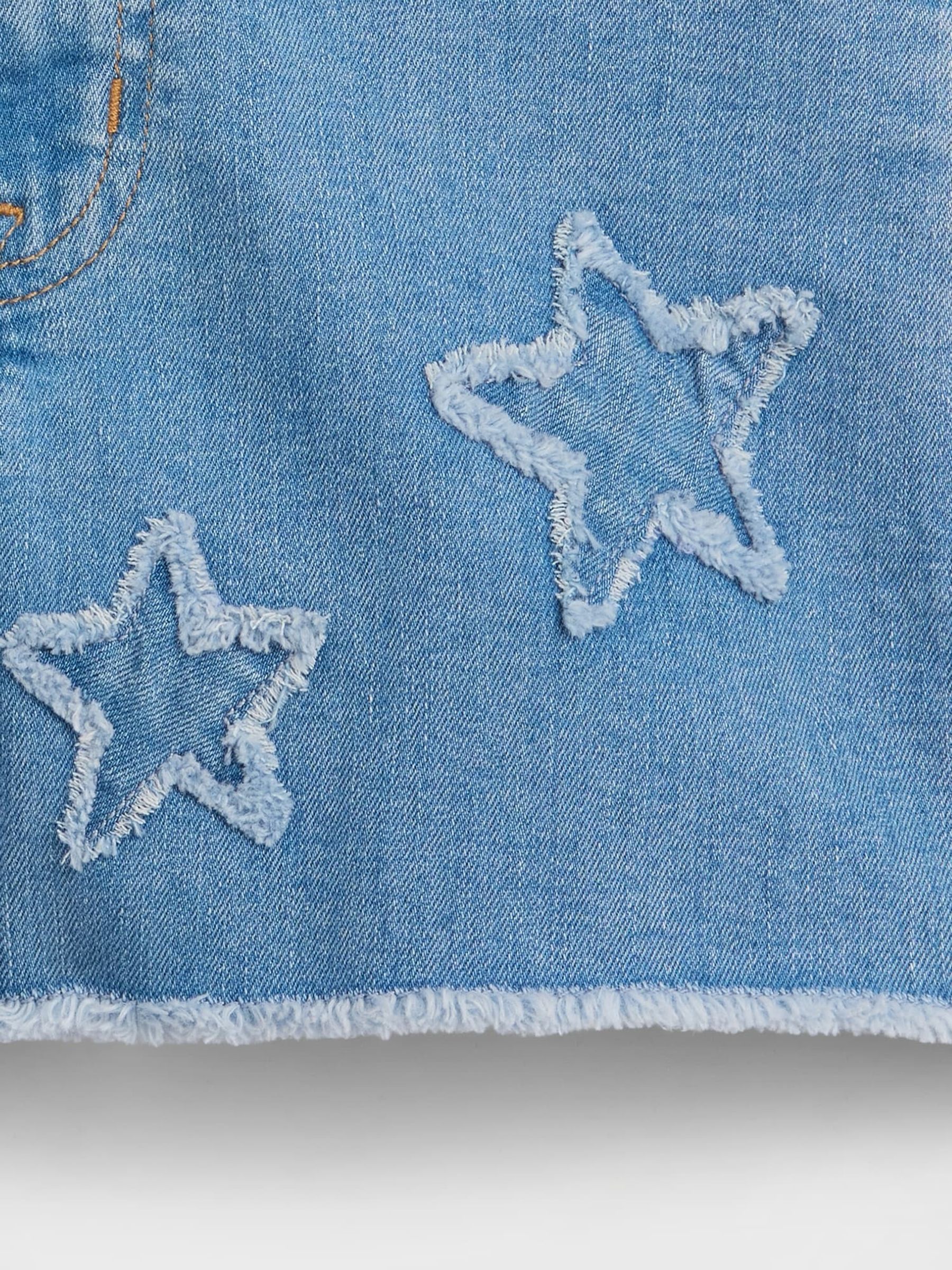 Mid Wash High Waisted Embroidered Denim Shorts - Image 3 of 3