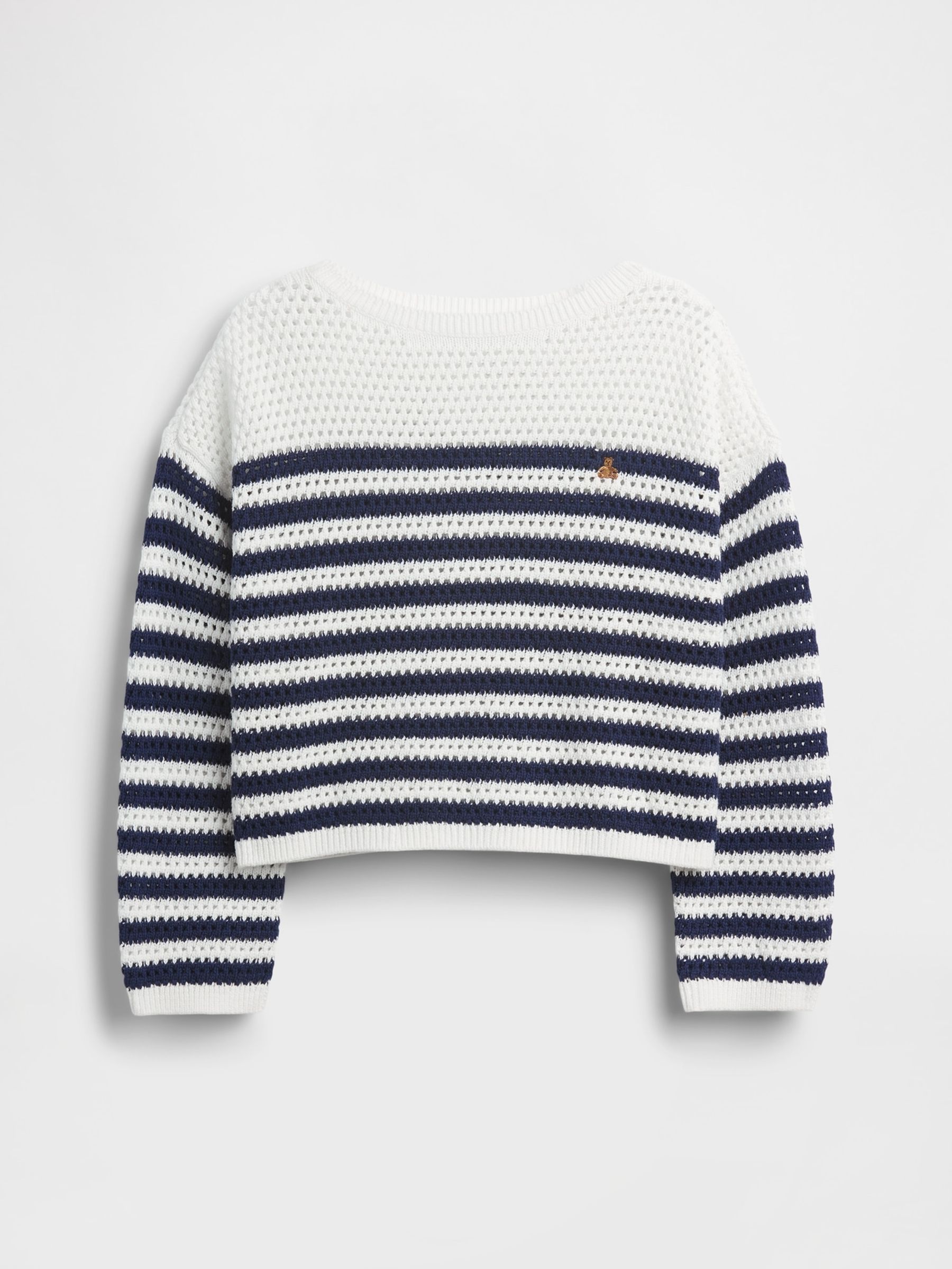 Blue/Cream Crochet Oversized Stripe Jumper - Image 4 of 5