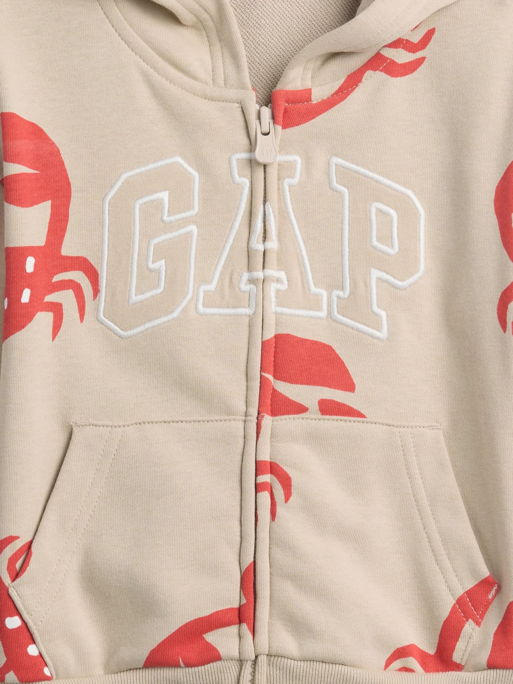 Beige Crab Relaxed Logo French Terry Zip Hoodie - Image 4 of 4