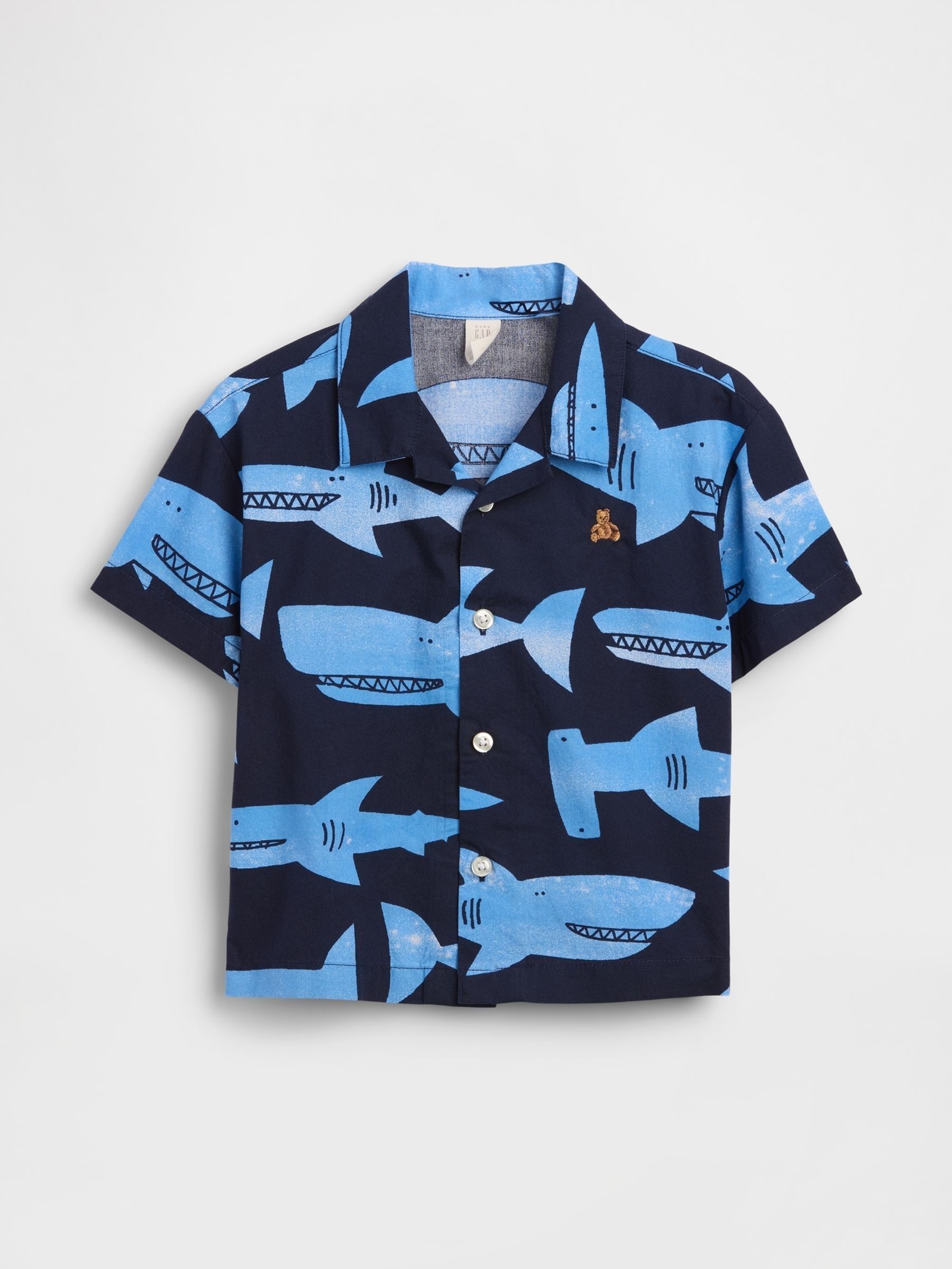 Blue Poplin Print Short Sleeve Shirt - Image 2 of 4