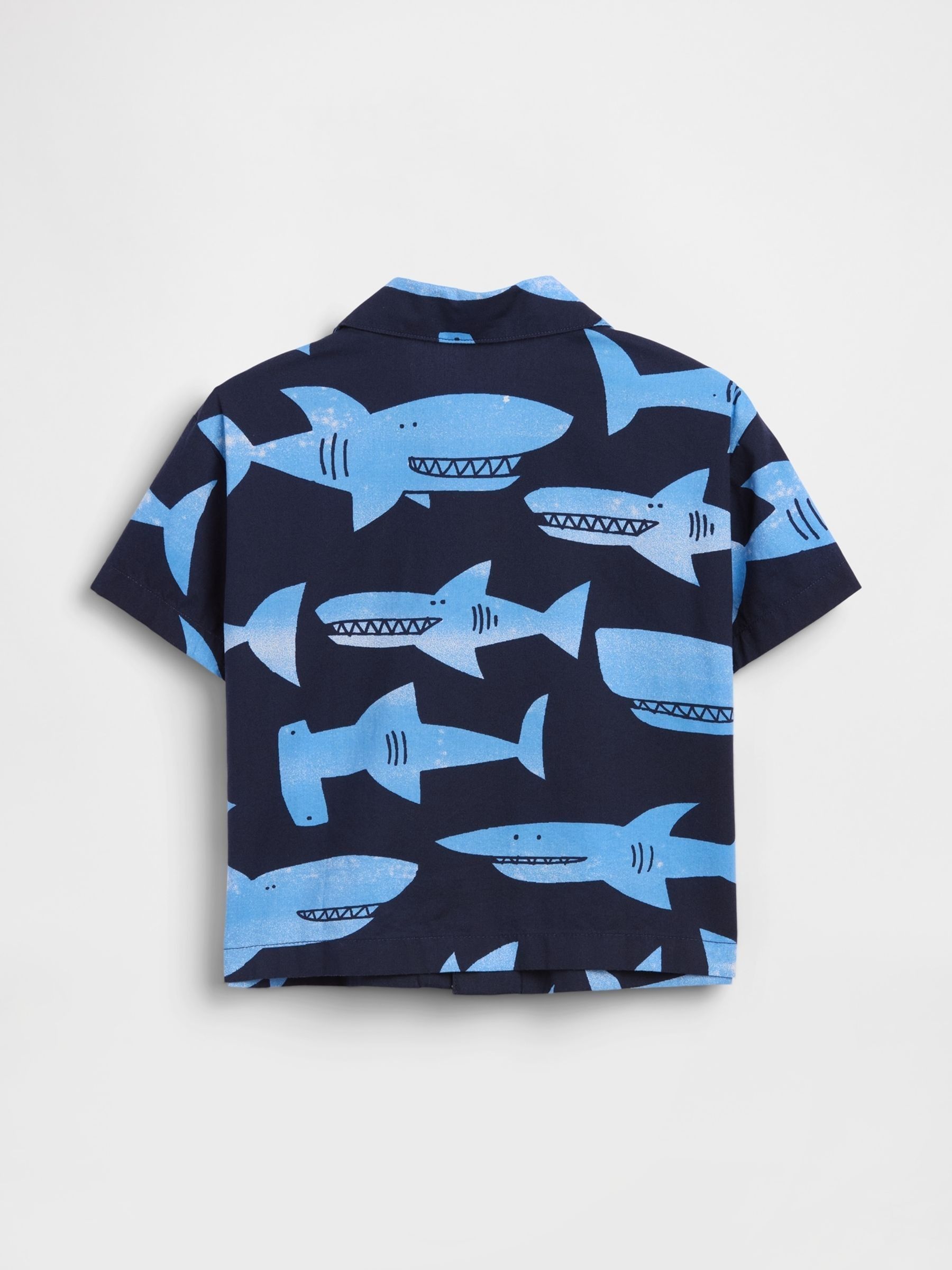 Blue Poplin Print Short Sleeve Shirt - Image 3 of 4
