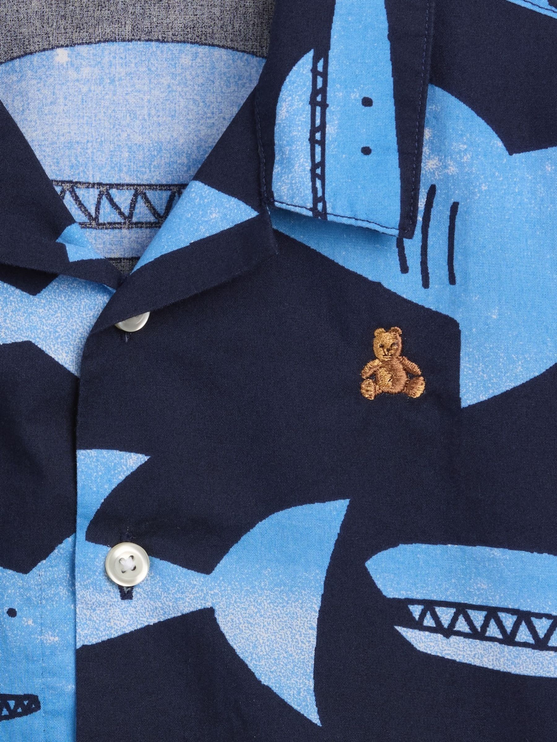 Blue Poplin Print Short Sleeve Shirt - Image 4 of 4 Blue Poplin Print Short Sleeve Shirt - Image 4 of 4