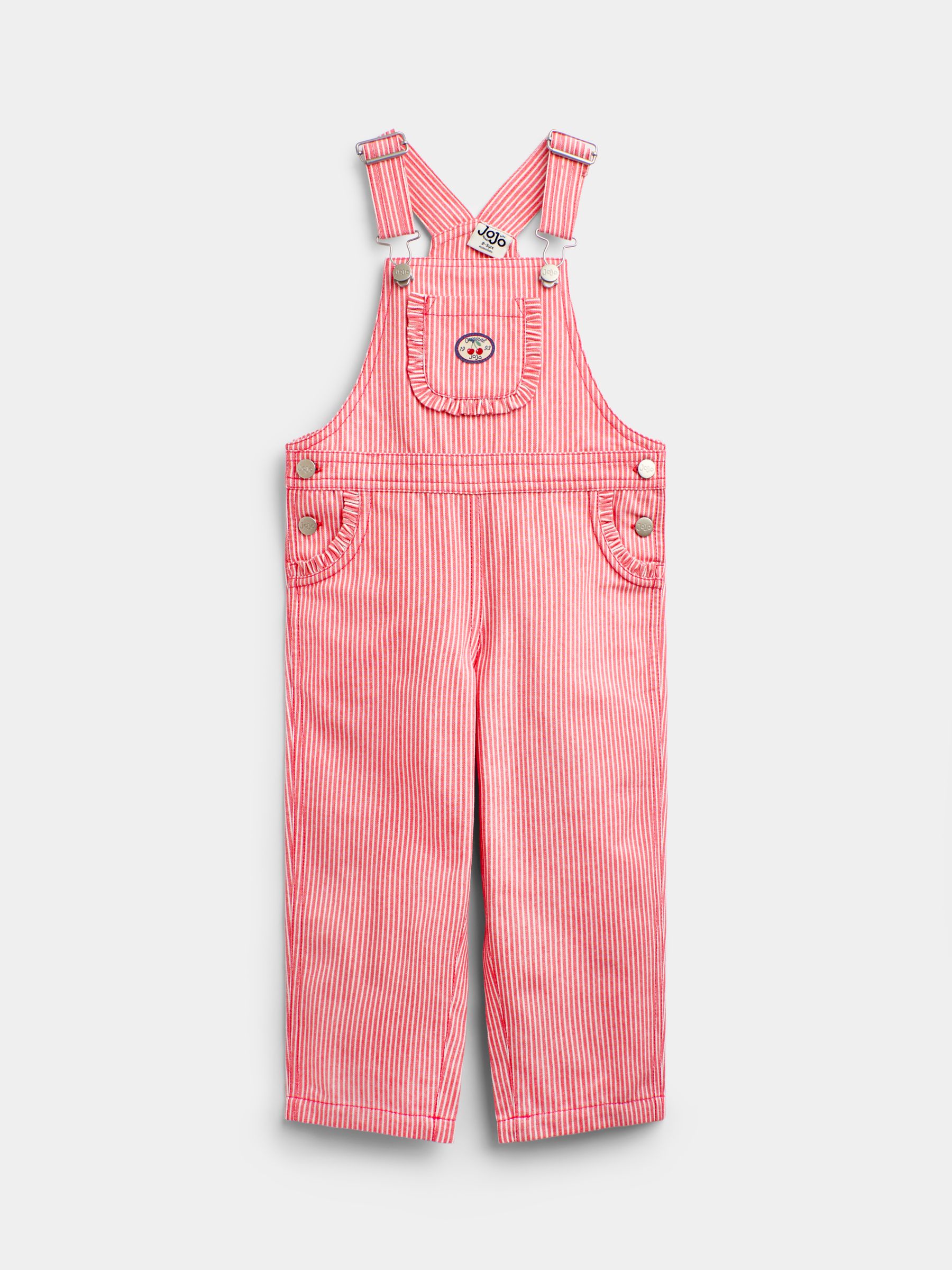 Bright Red Cherry Pinstripe Dungaree & Printed Top Set - Image 2 of 6