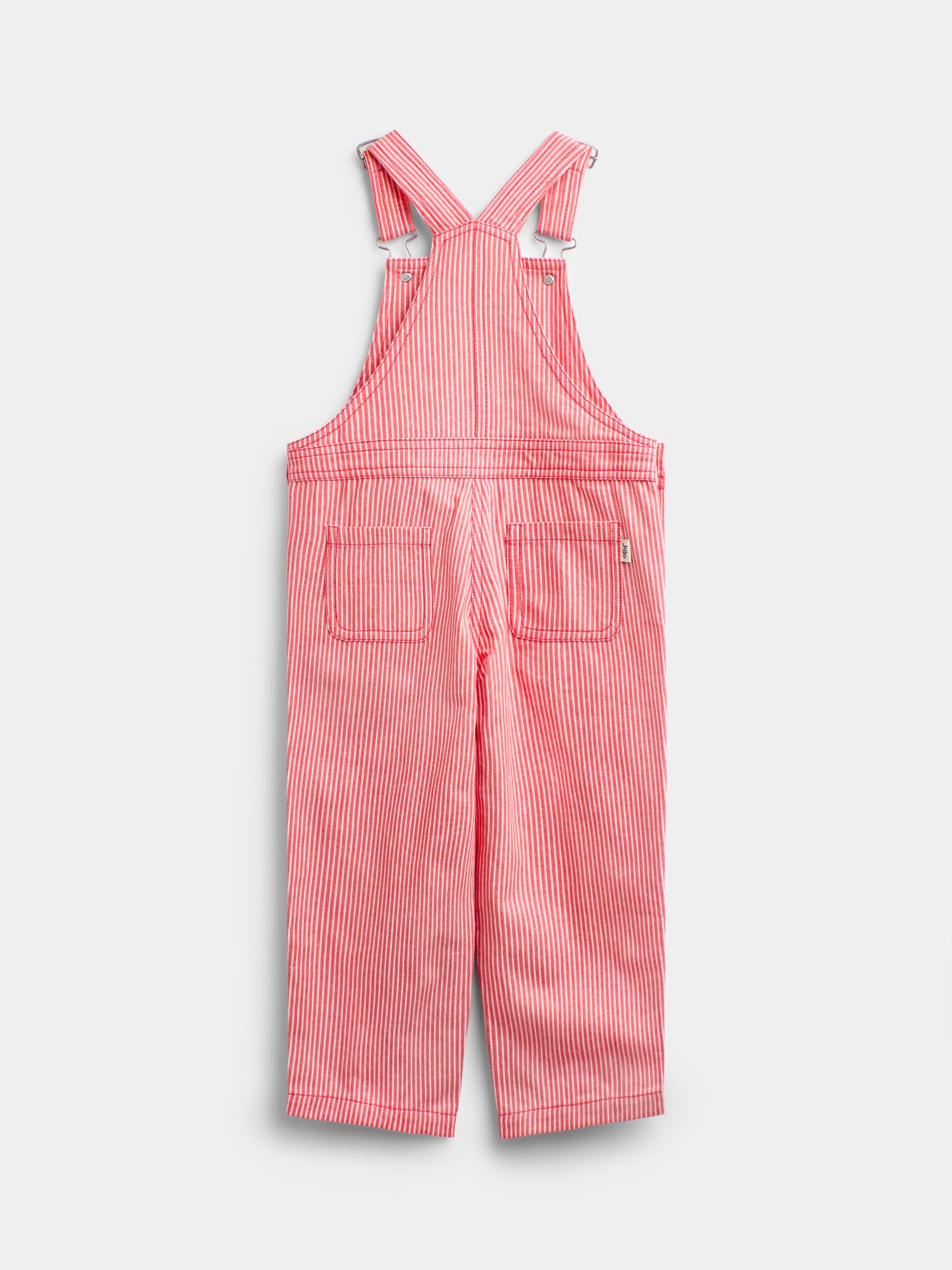 Bright Red Cherry Pinstripe Dungaree & Printed Top Set - Image 3 of 6