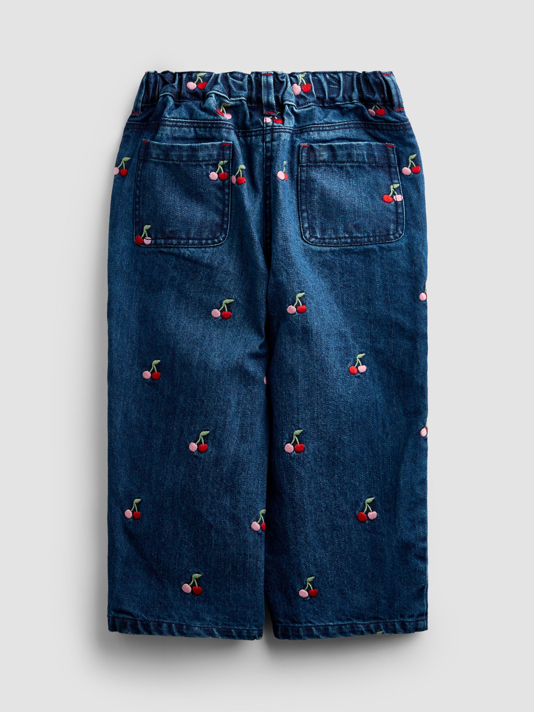 Denim Blue Cherry Embroidered Jeans - Image 2 of 4 Denim Blue Cherry Embroidered Jeans - Image 2 of 4
