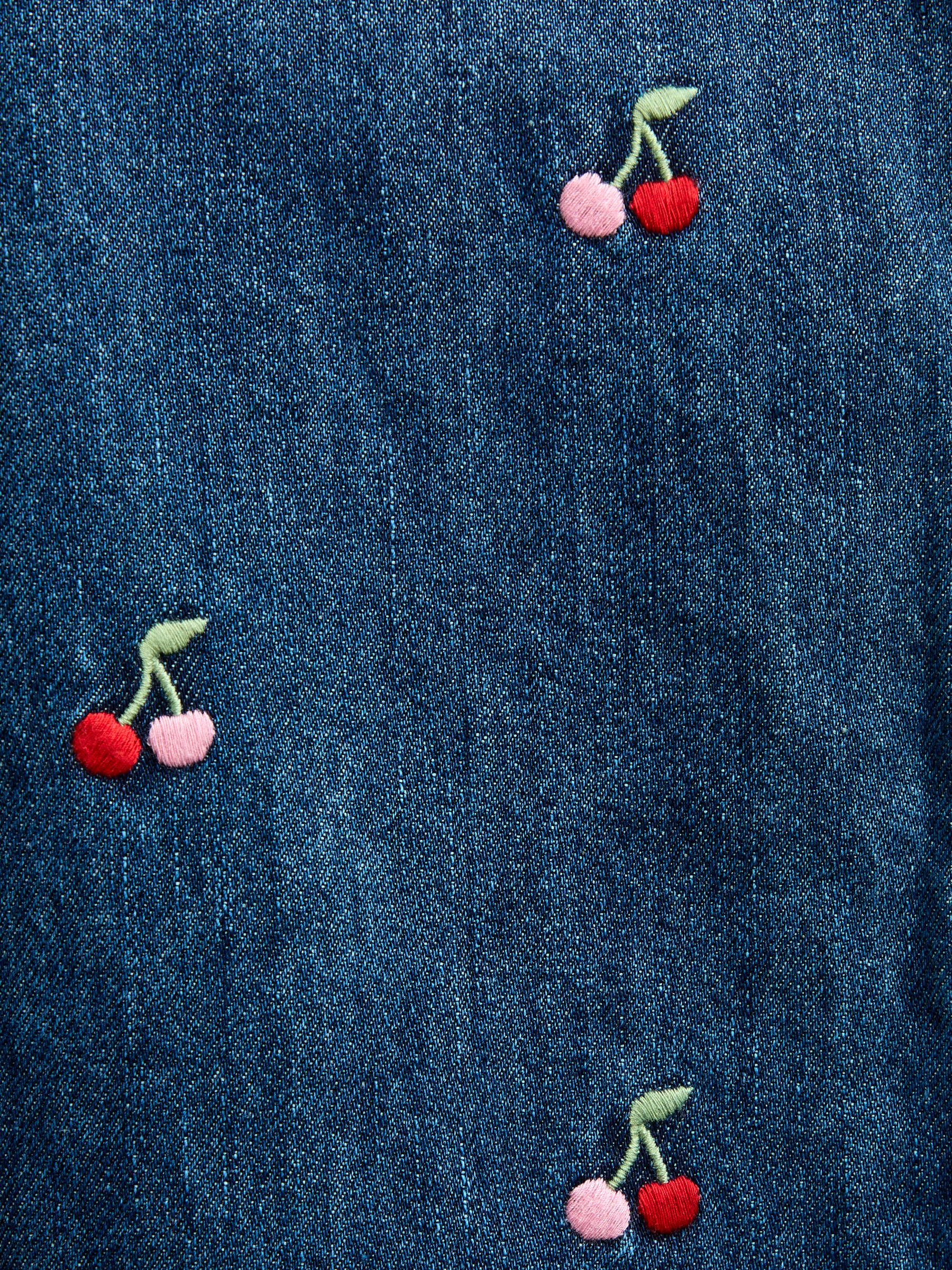 Denim Blue Cherry Embroidered Jeans - Image 4 of 4
