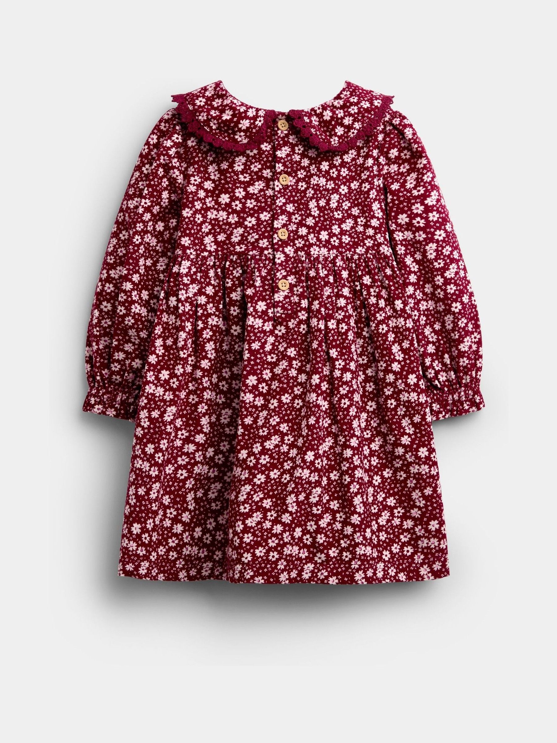 Berry Red Floral Smocked Cord Dress - Image 2 of 4