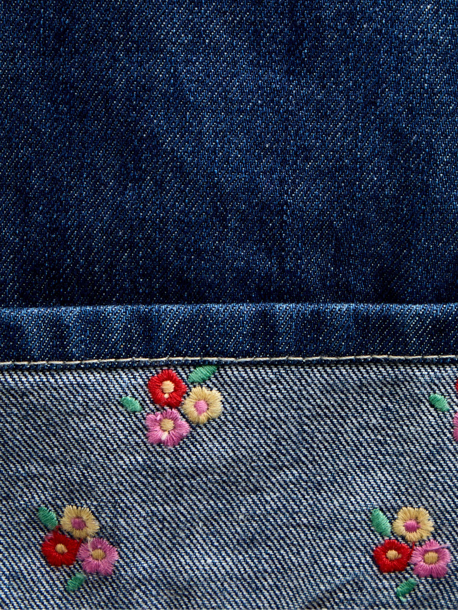Blue Denim Embroidered Dungarees & T-Shirt Set - Image 6 of 7