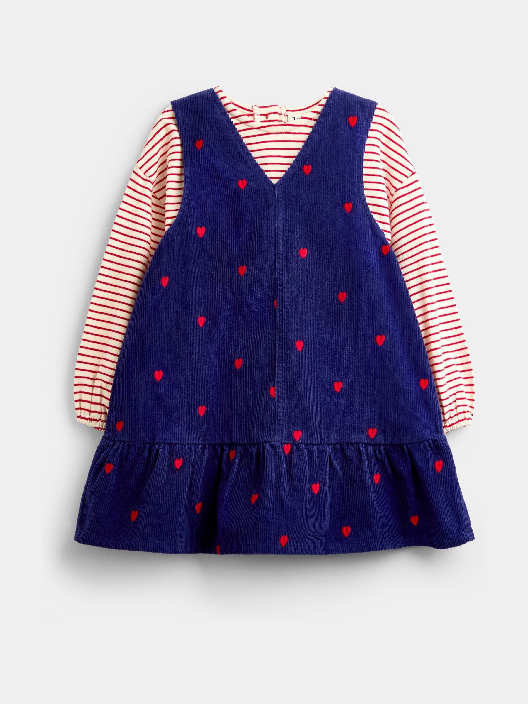 Navy Blue Rose Embroidered Pinny And Top Set - Image 1 of 6
