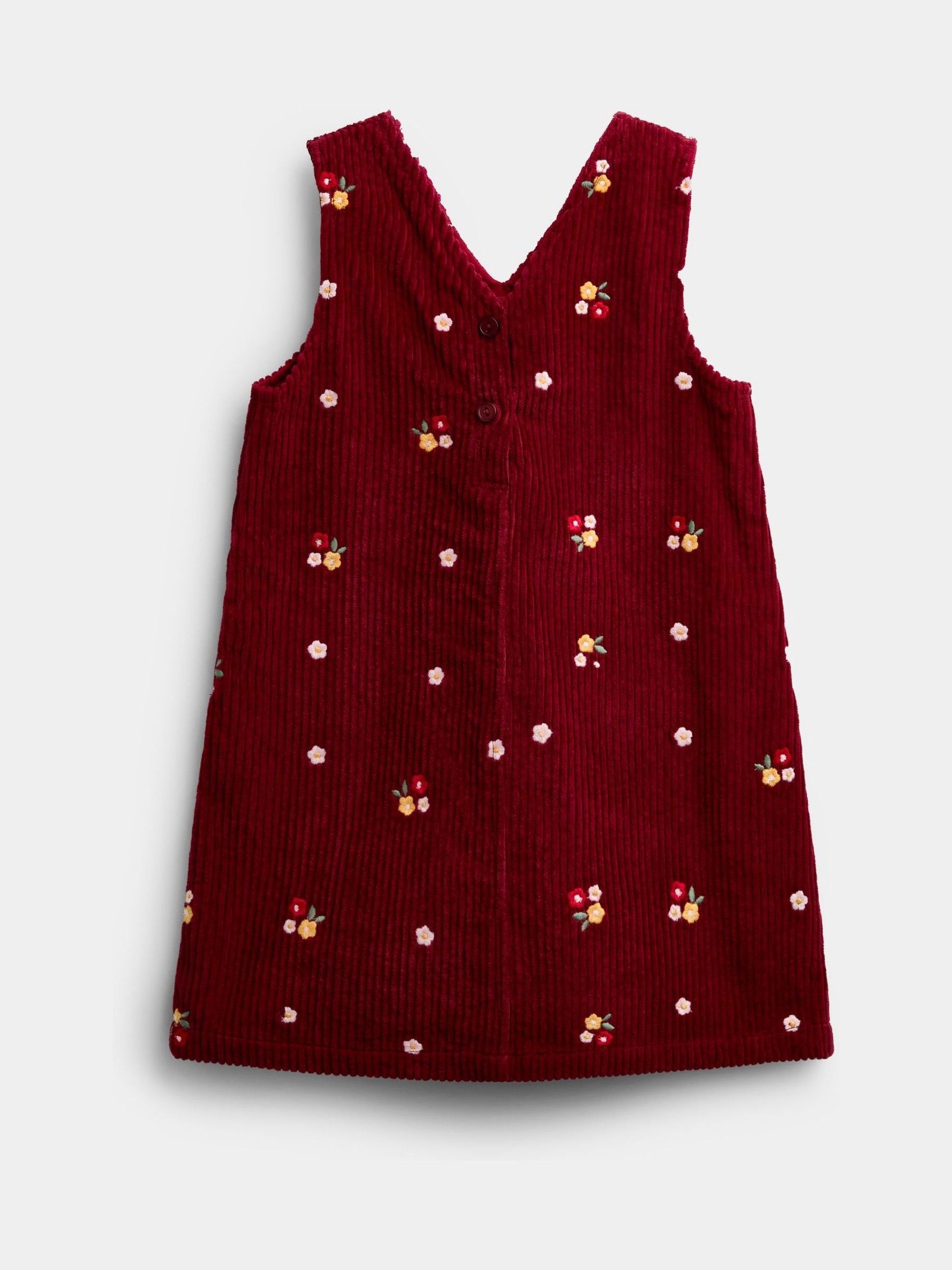 Dark Red Floral Embroidered Cord Pinafore & Top - Image 5 of 6