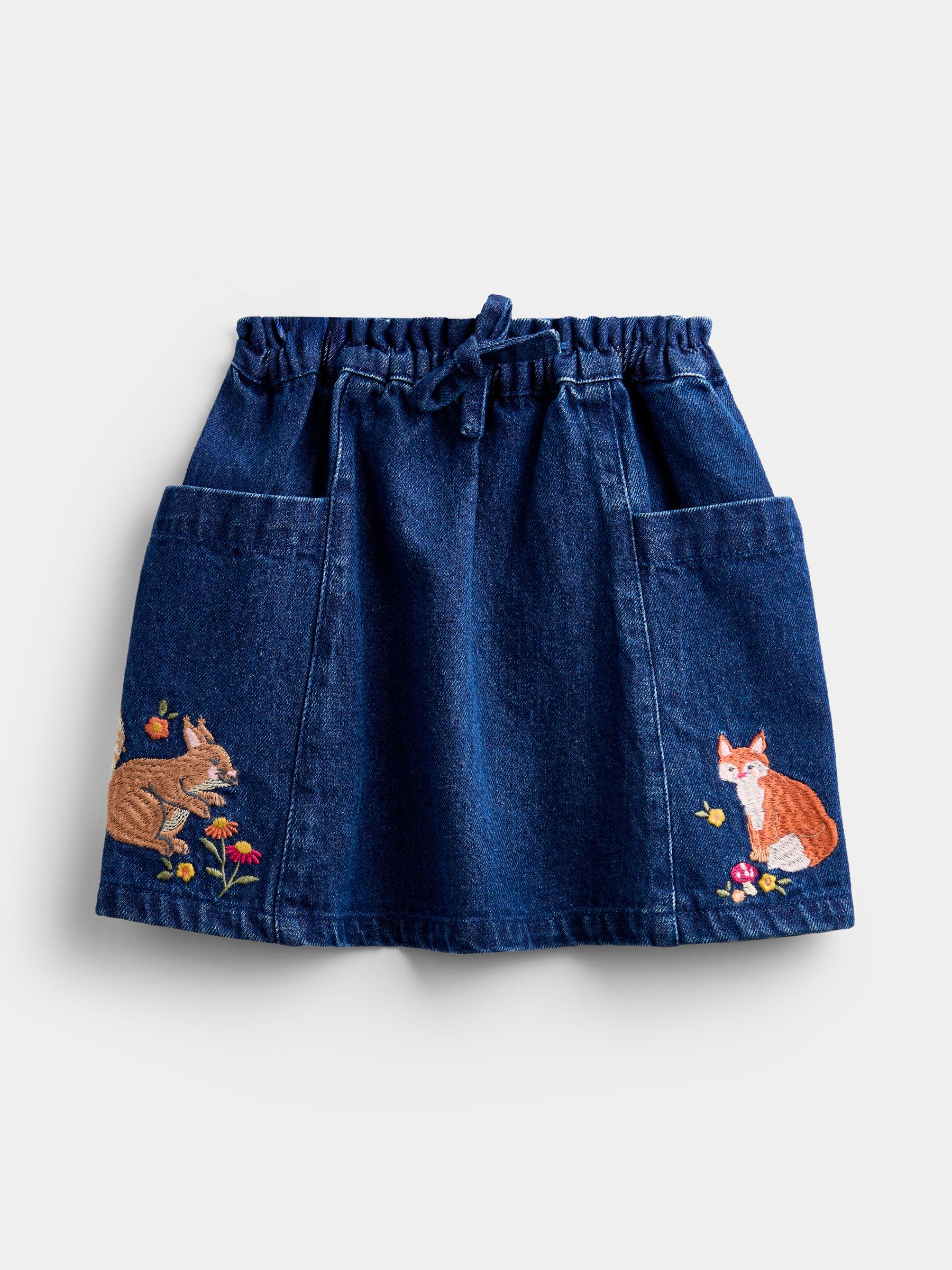 Dark Blue Denim Fox & Squirrel Appliqué Denim Skirt & Rib Top - Image 5 of 7