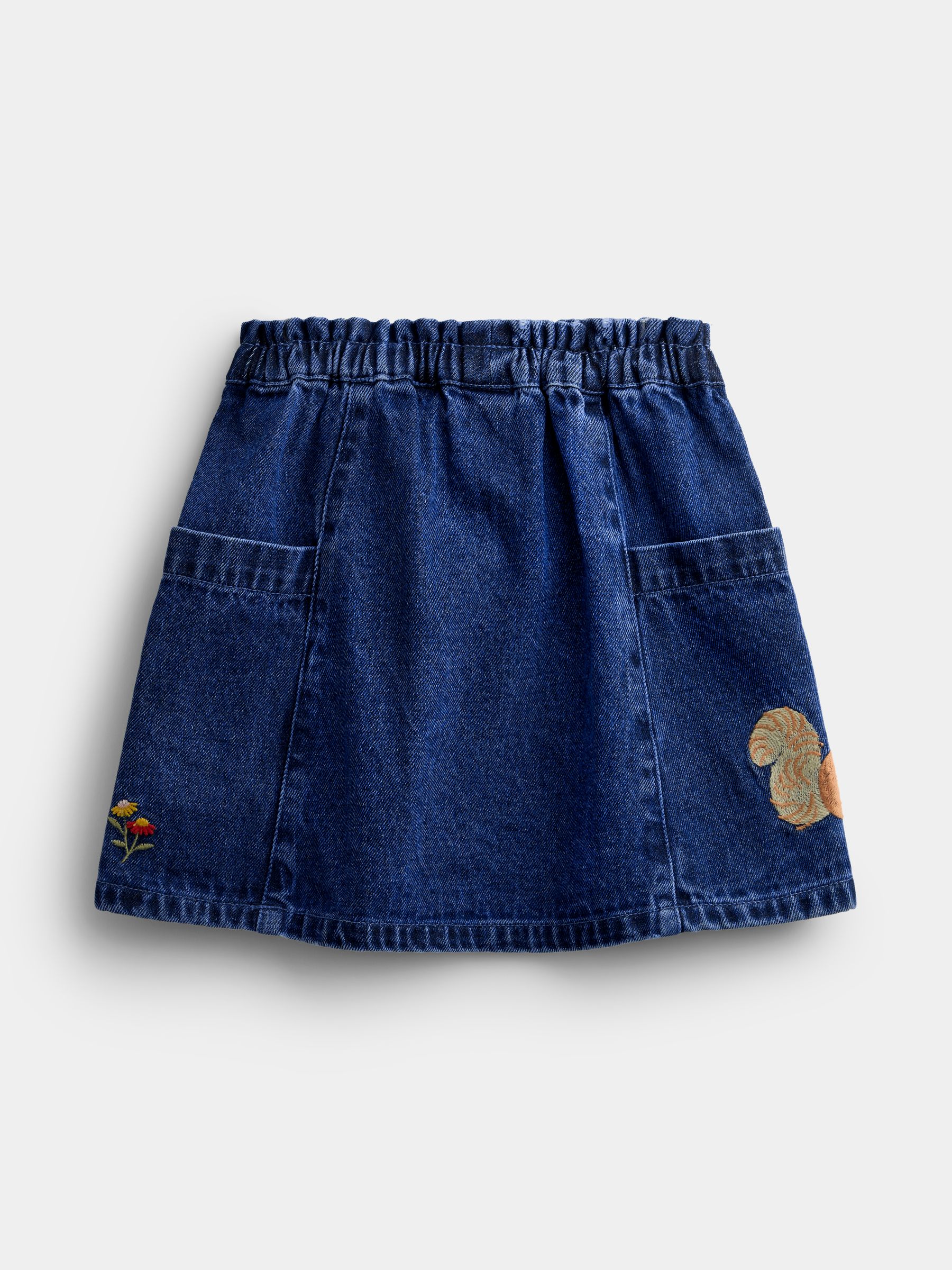 Dark Blue Denim Fox & Squirrel Appliqué Denim Skirt & Rib Top - Image 6 of 7