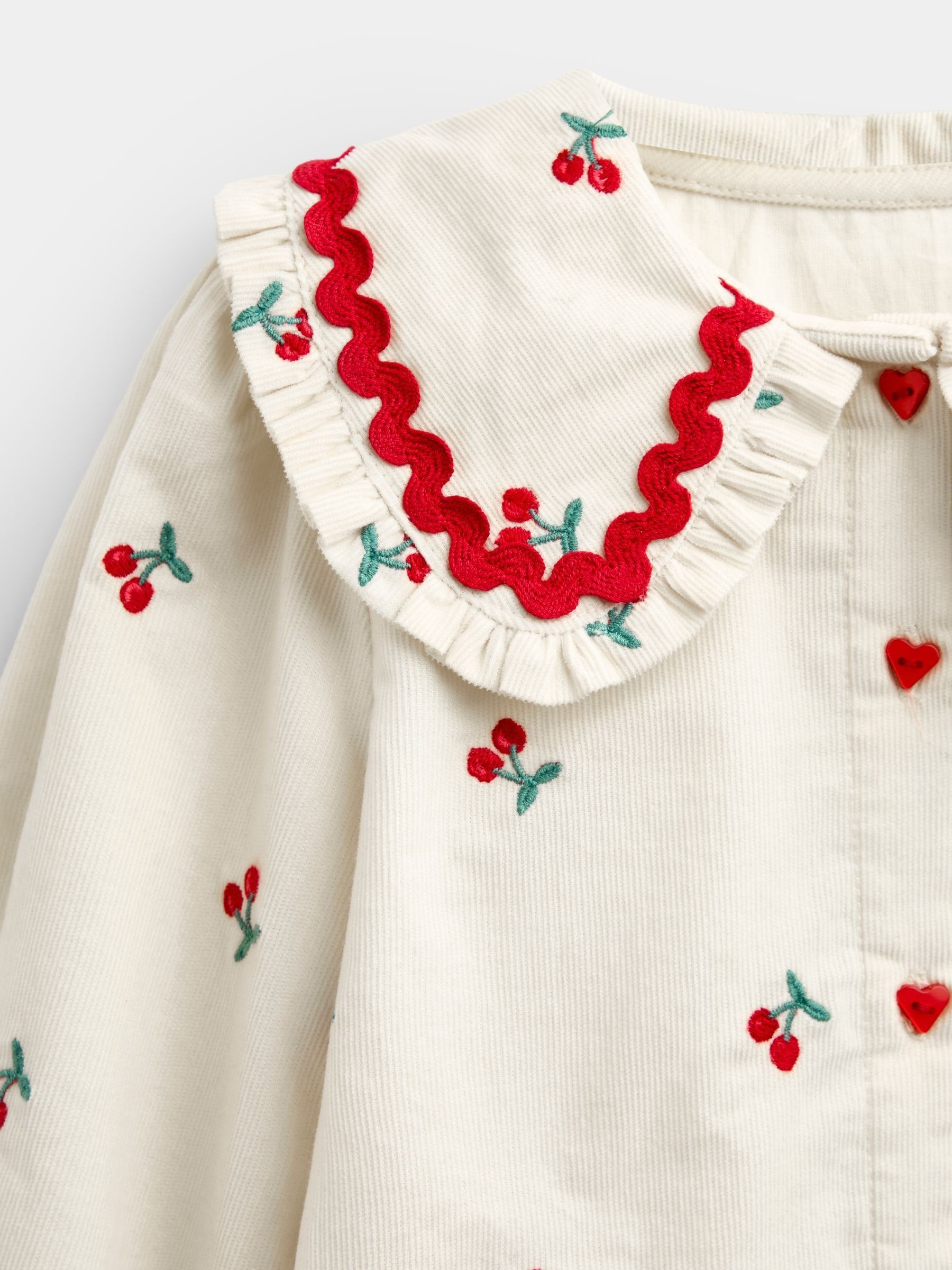Cream Cherry Embroidered Cord Blouse - Image 3 of 4