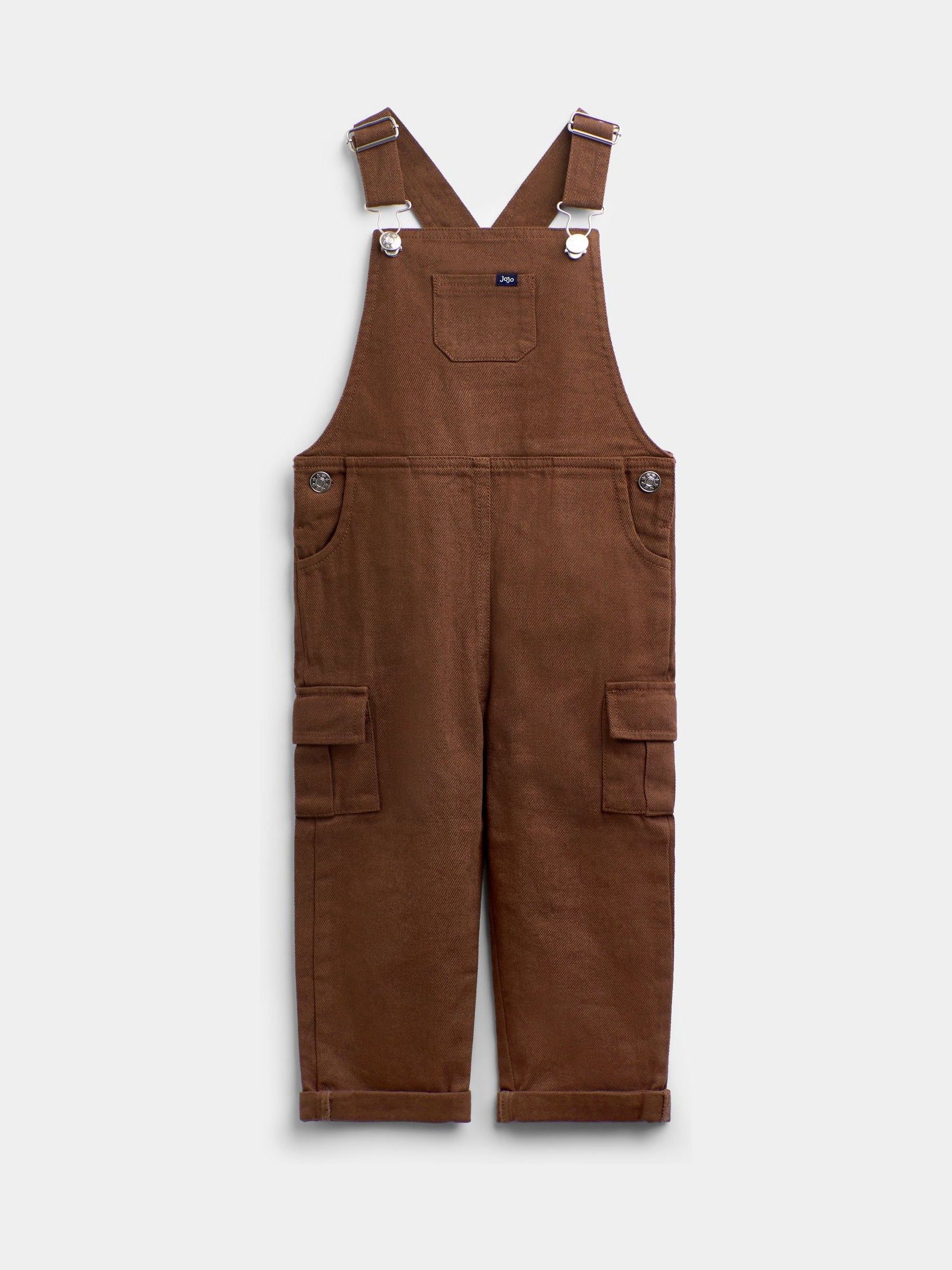Brown Stripe Top & Twill Dungaree Set - Image 4 of 5