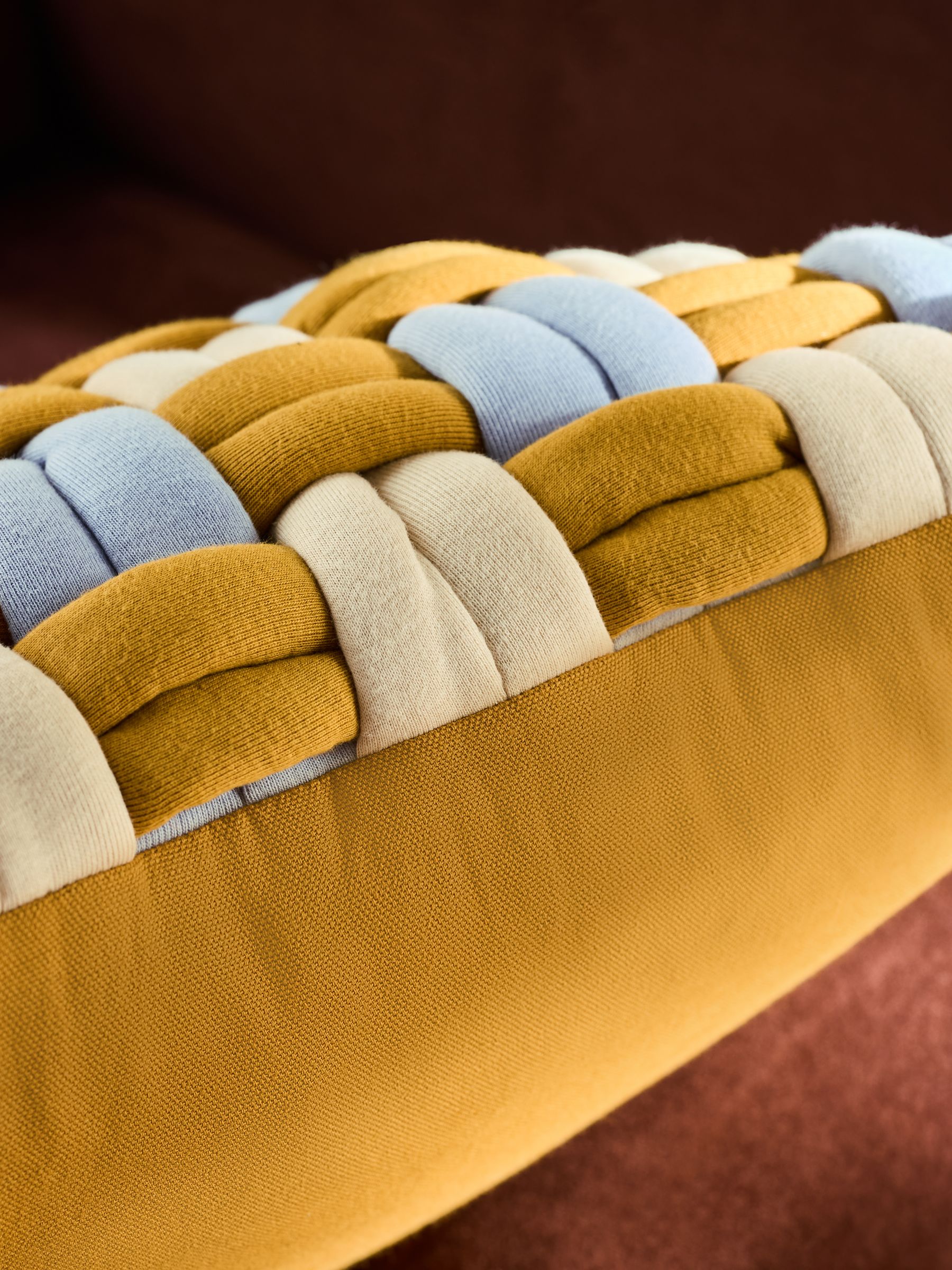 Morven Lattice Jersey Cushion in Ochre Yellow - Image 3 of 4