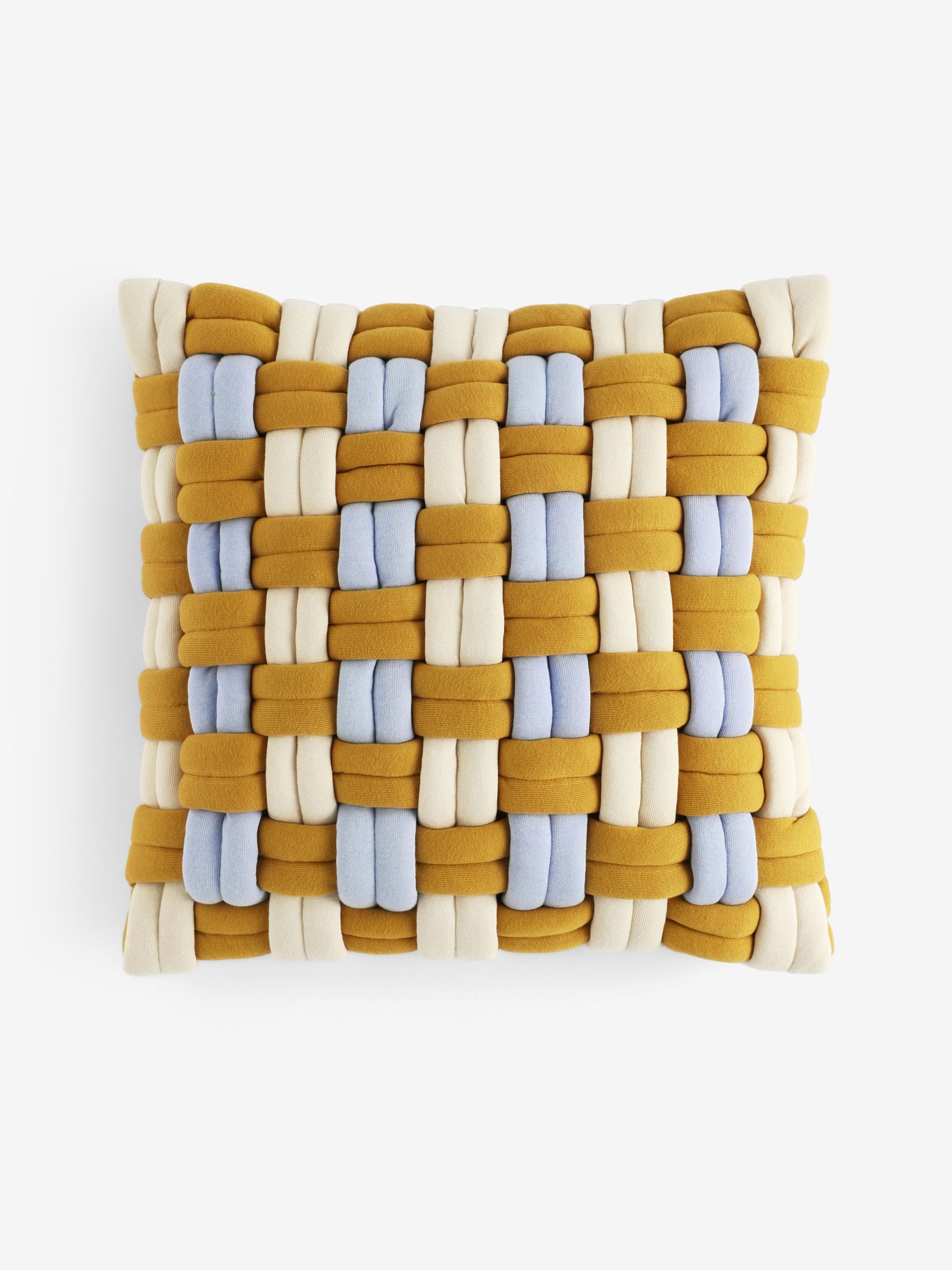 Morven Lattice Jersey Cushion in Ochre Yellow - Image 4 of 4