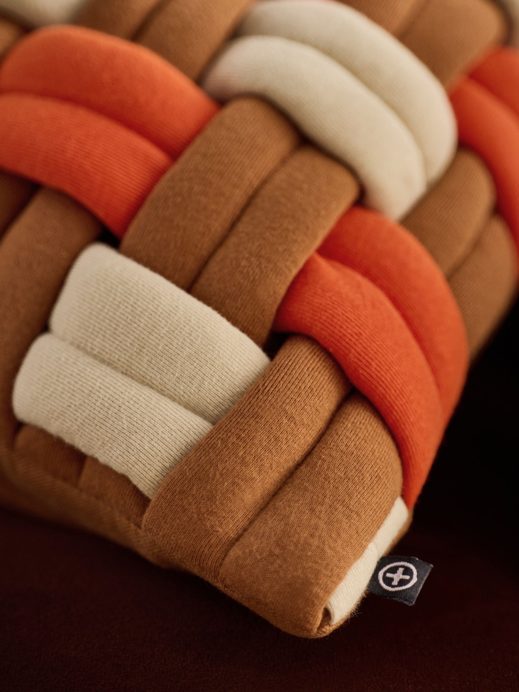 Feather Filled Morven Lattice Jersey Cushion in Rust Orange - Image 3 of 4