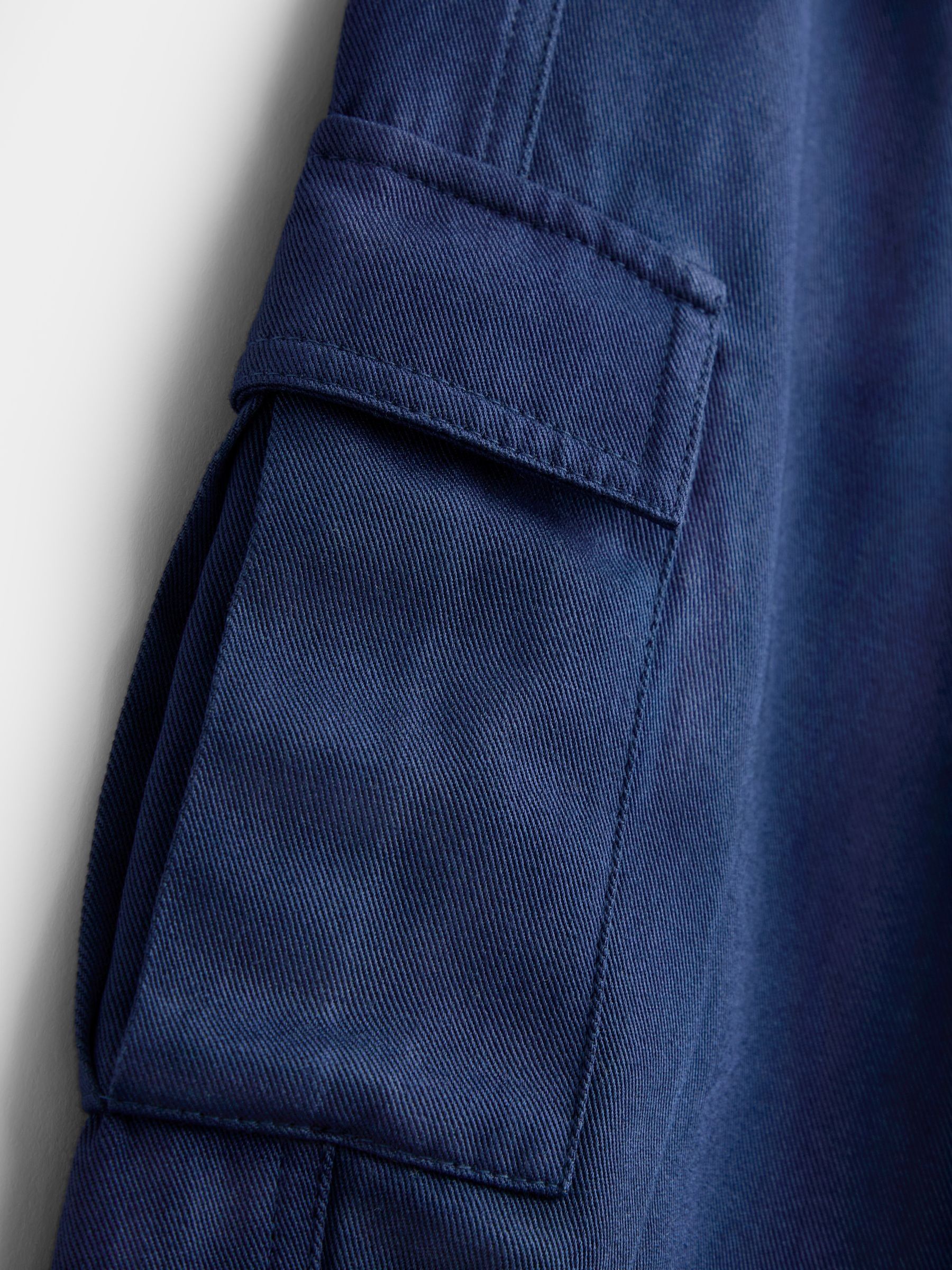 Navy Blue Cuffed Cargo Joggers - Image 3 of 4