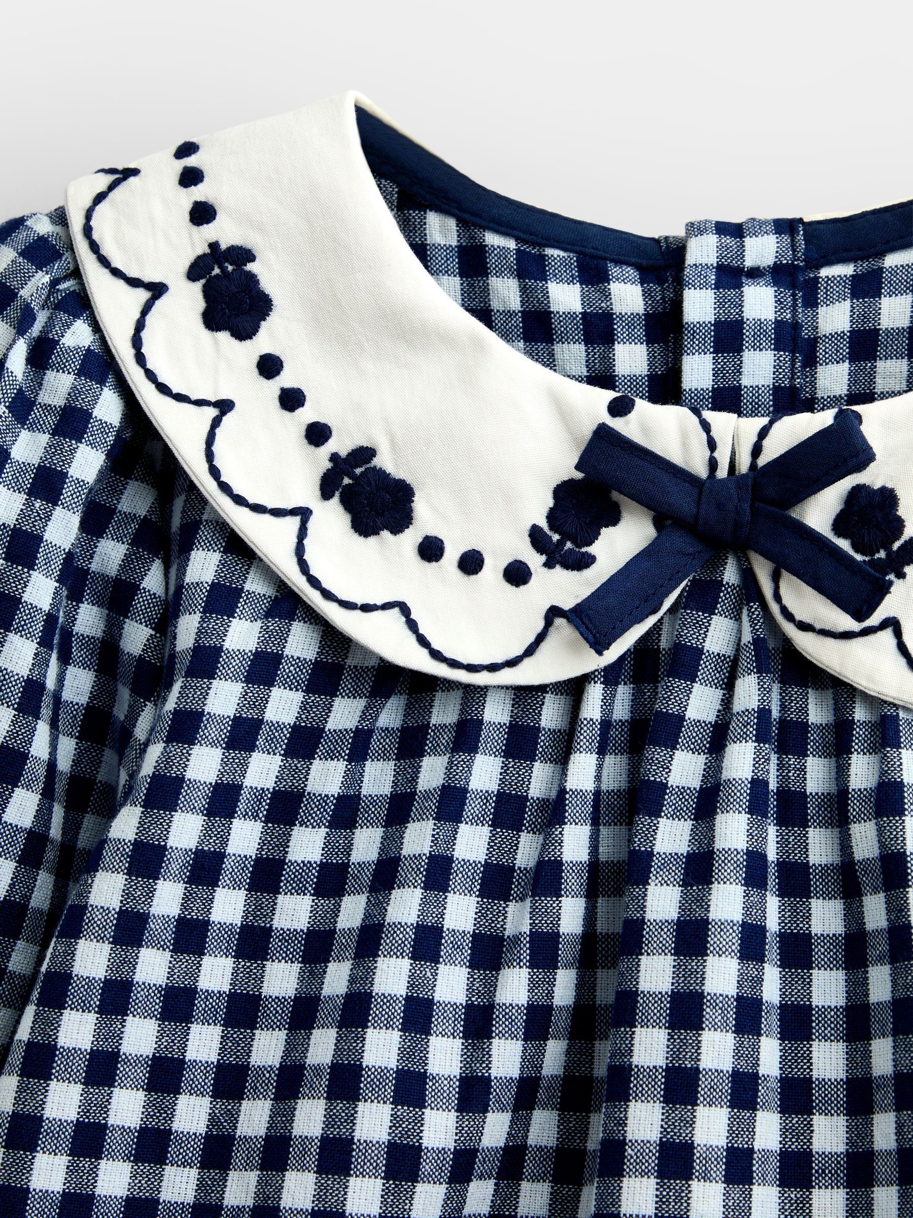 Navy Blue Gingham Collared Blouse - Image 3 of 4