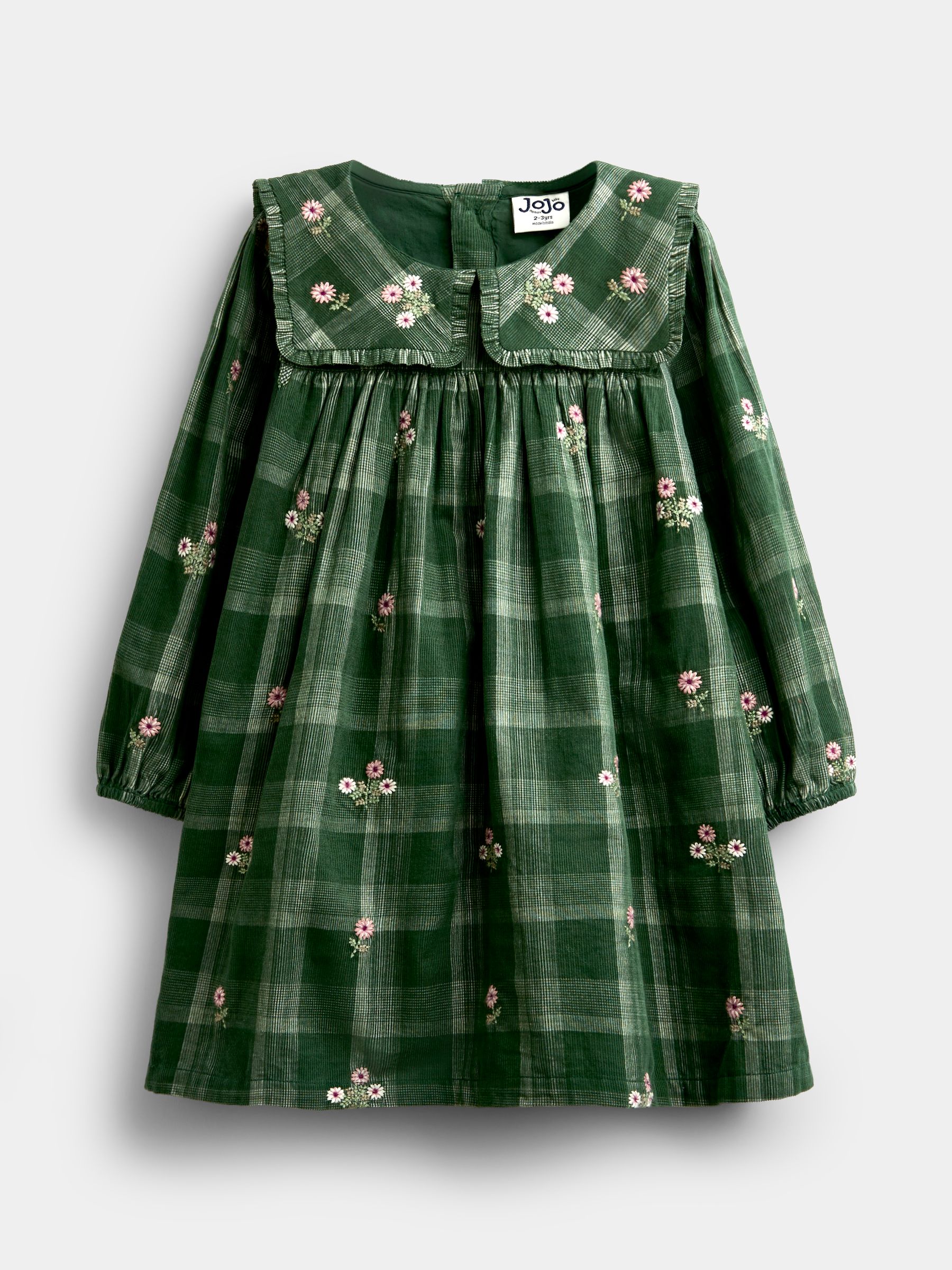green dress 18 months Floral Embroidered Check Cord 1 year baby girl birthday dress india