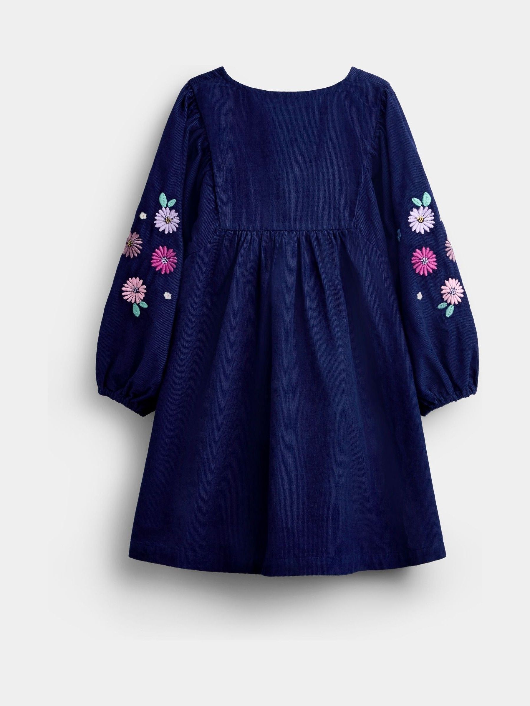 Navy Blue Floral Embroidered Cord Dress - Image 2 of 4