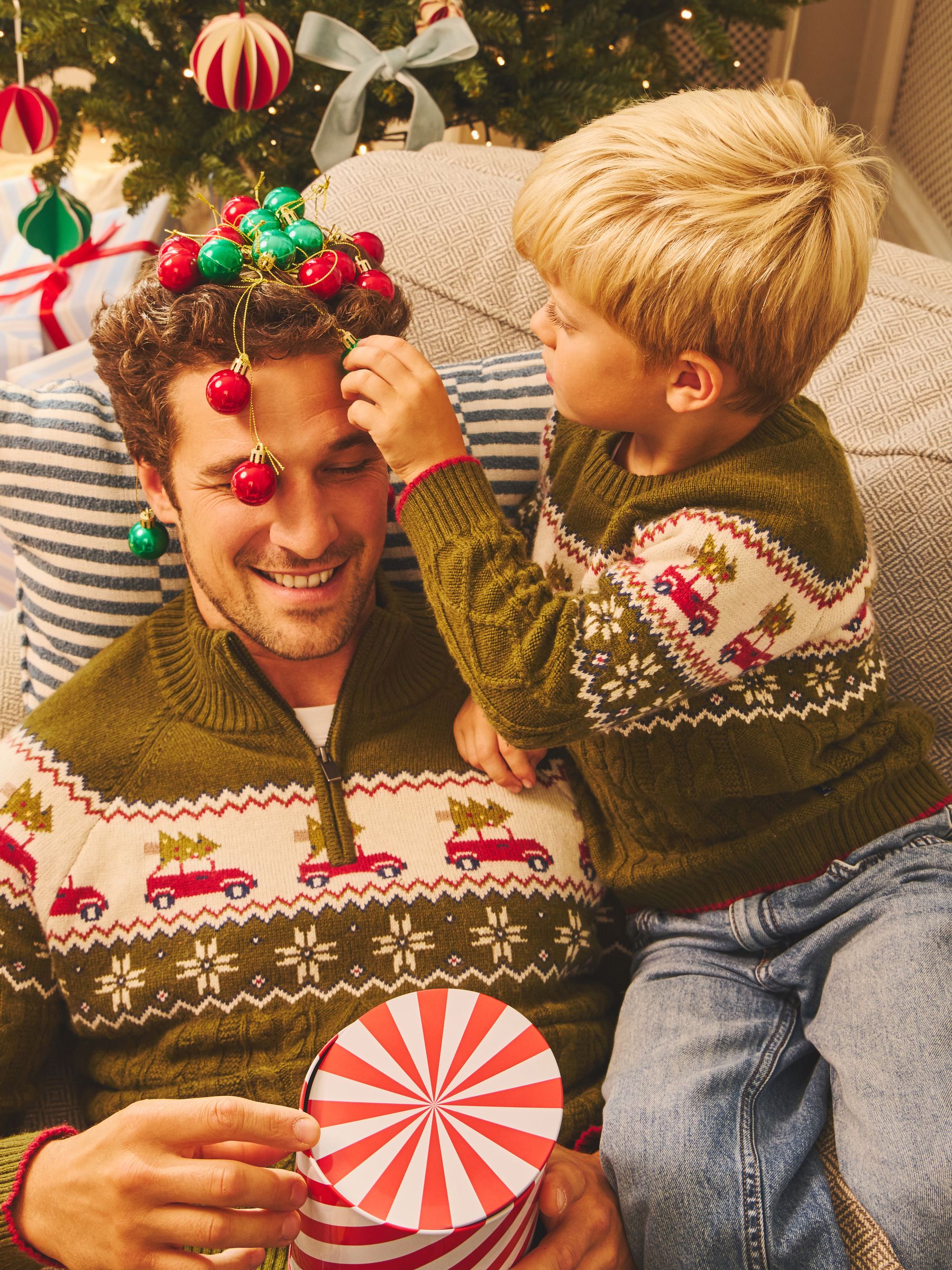 Green Christmas Car Fairisle Jumper - Image 2 of 6