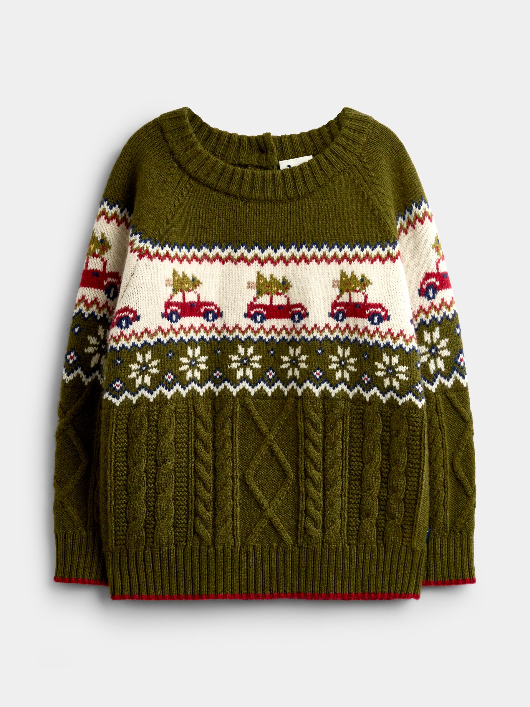 Green Christmas Car Fairisle Jumper - Image 4 of 6