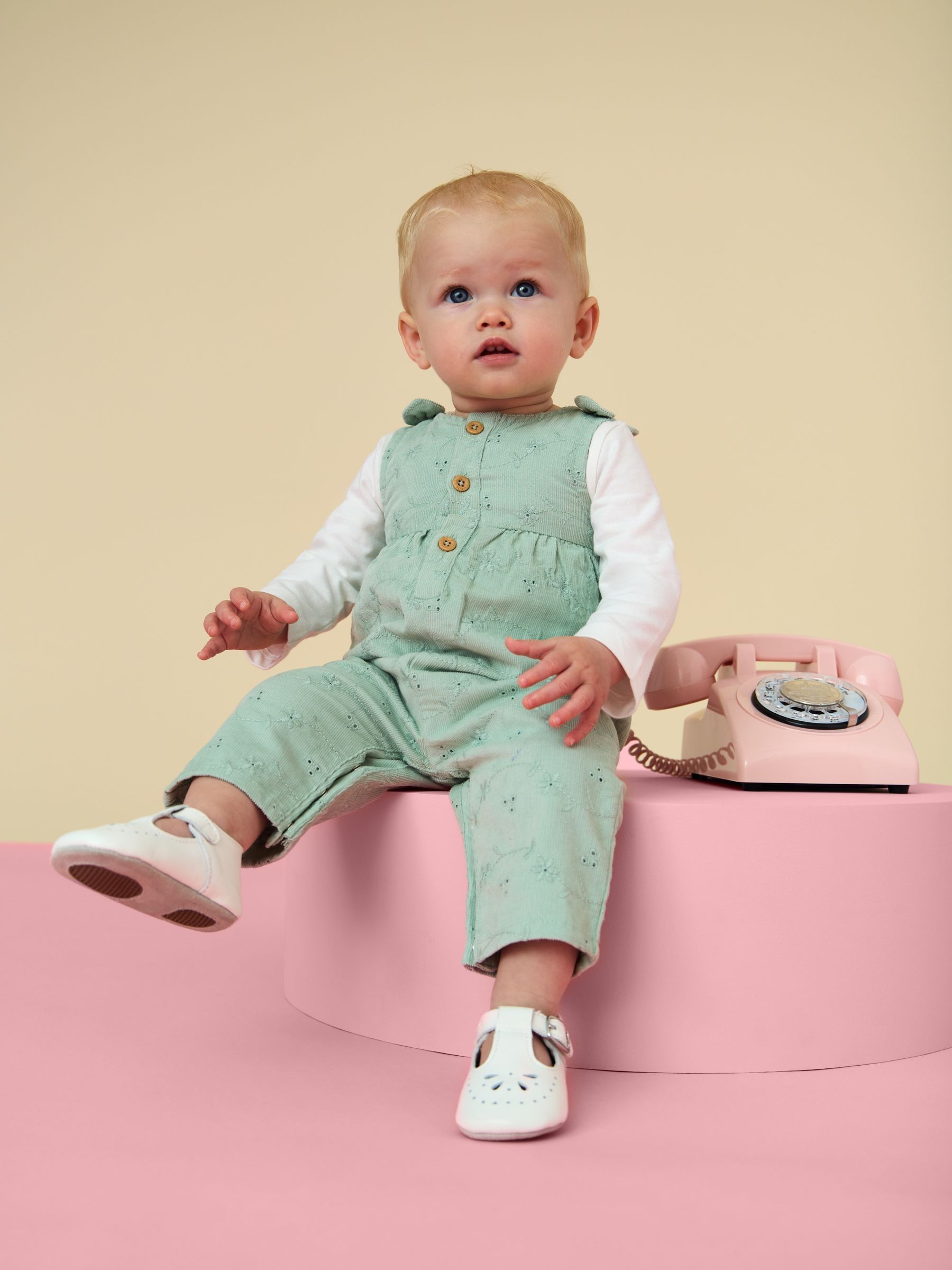 Green Broderie Dungaree - Image 1 of 8 Green Broderie Dungaree - Image 1 of 8