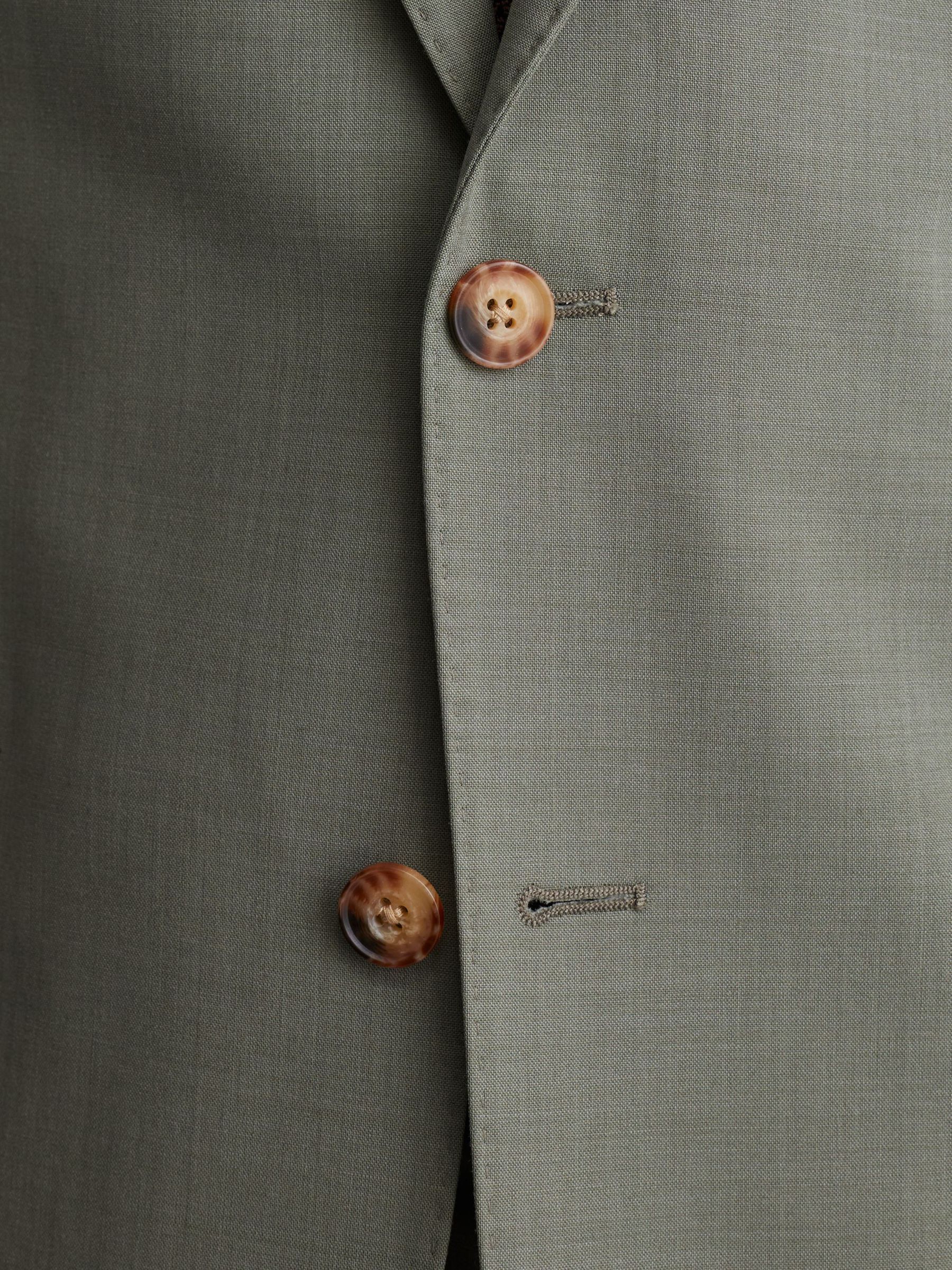 Tailored Fit Wool-Blend Single-Breasted Suit Blazer in Sage Green - Image 3 of 10