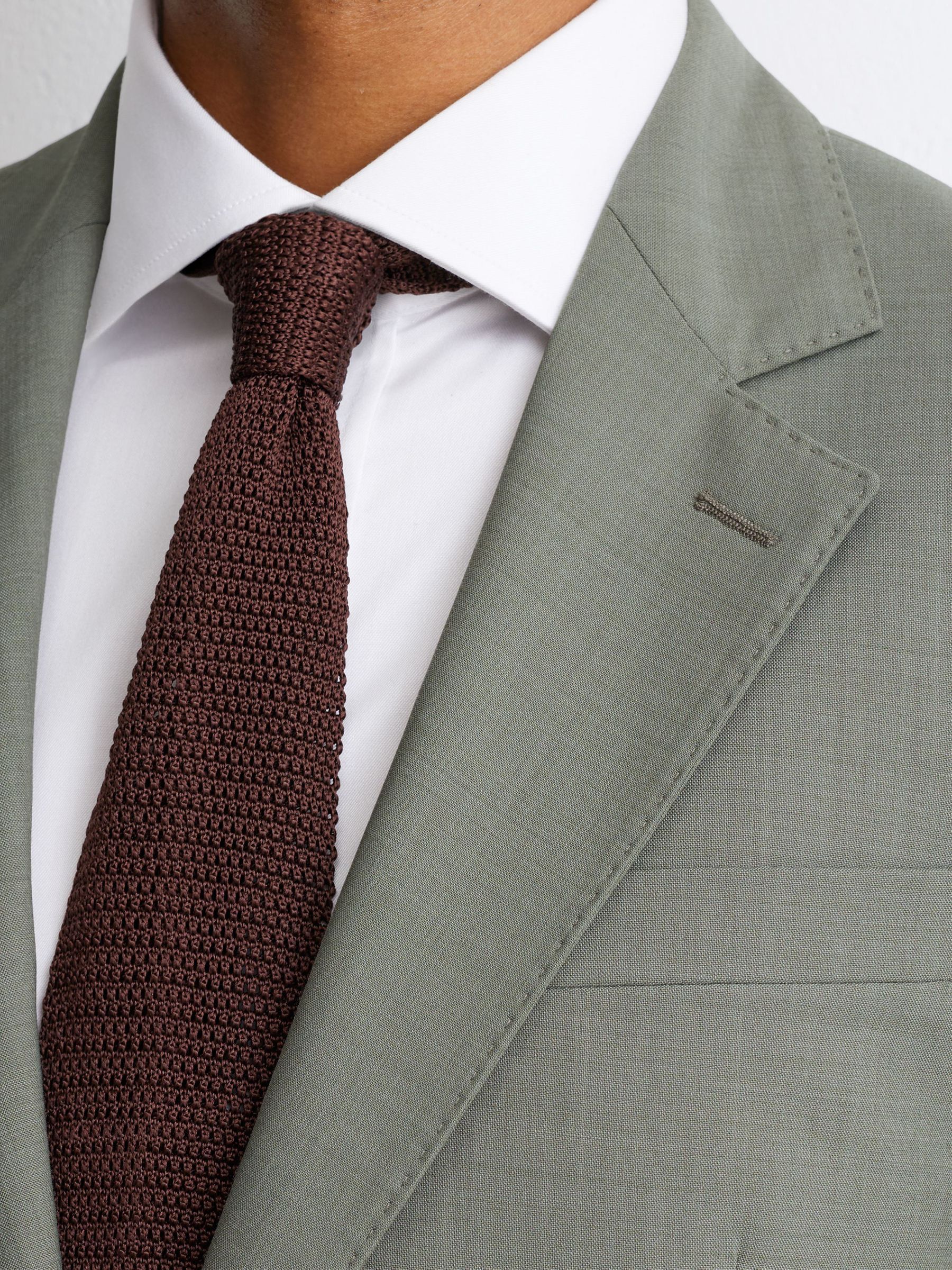 Tailored Fit Wool-Blend Single-Breasted Suit Blazer in Sage Green - Image 5 of 10