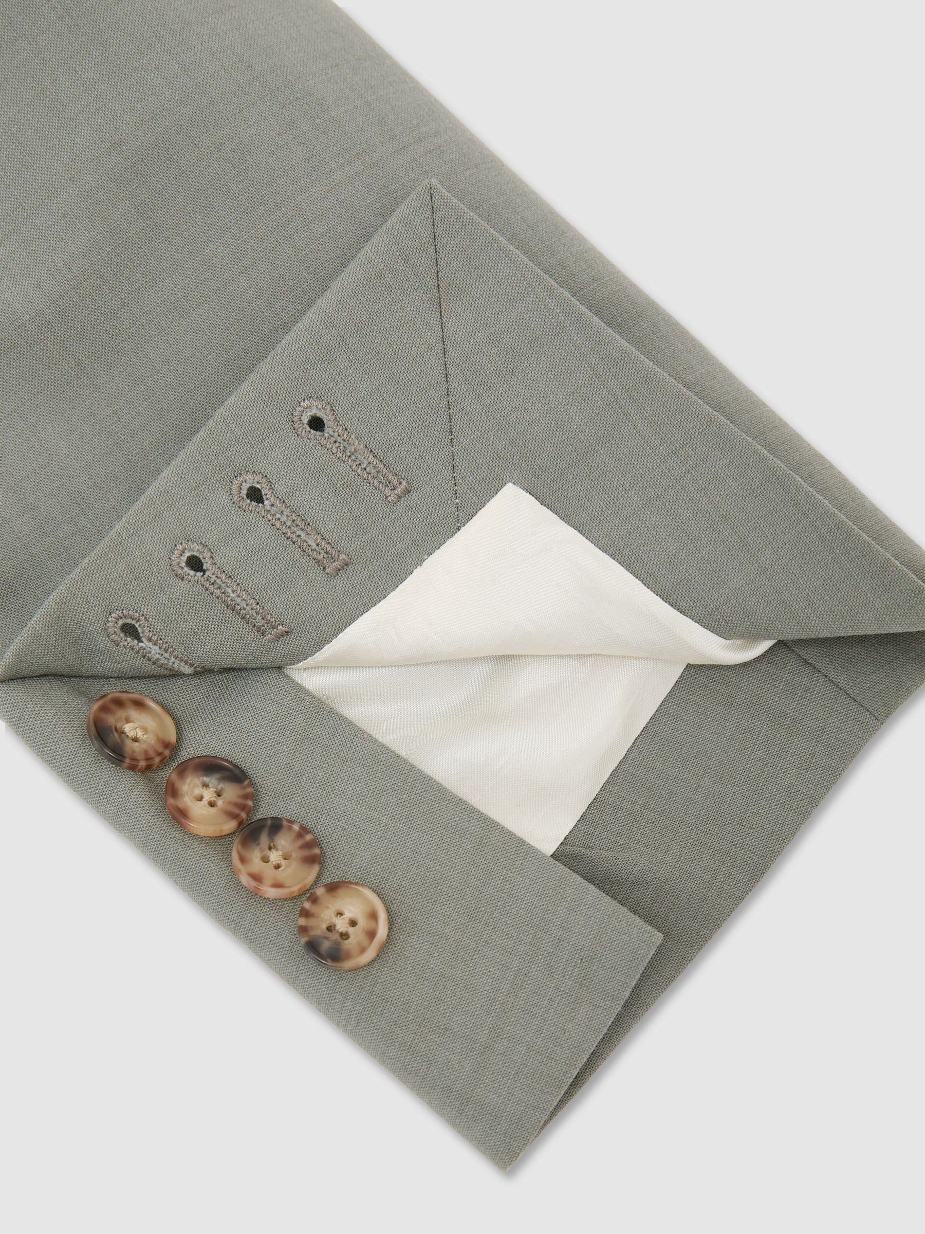 Tailored Fit Wool-Blend Single-Breasted Suit Blazer in Sage Green - Image 9 of 10