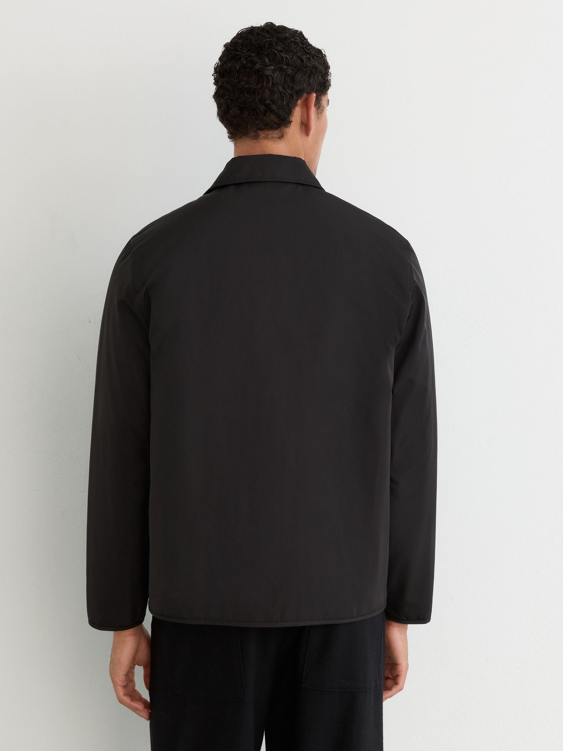 Lightly-Padded Patch-Pocket Overshirt in Black - Image 5 of 8